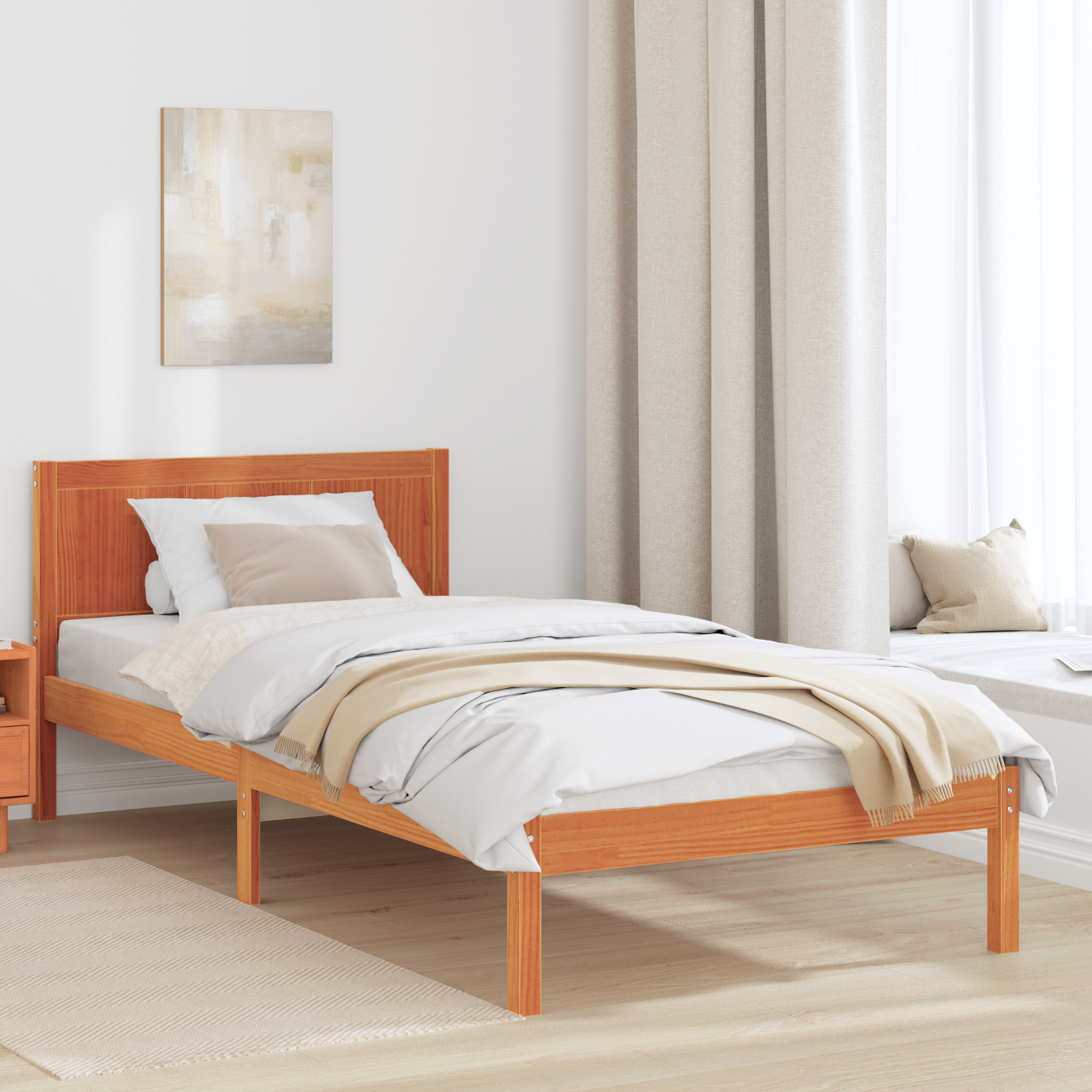 Sängram Brun 75 x 190 cm Massivt tallträ