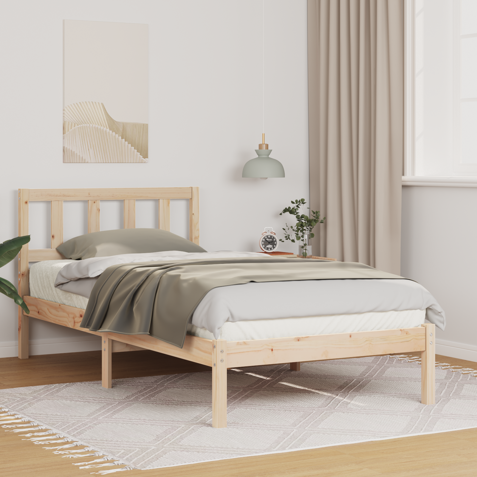 Sängram med huvudgavel Brun 90 x 200 cm Massiv furu