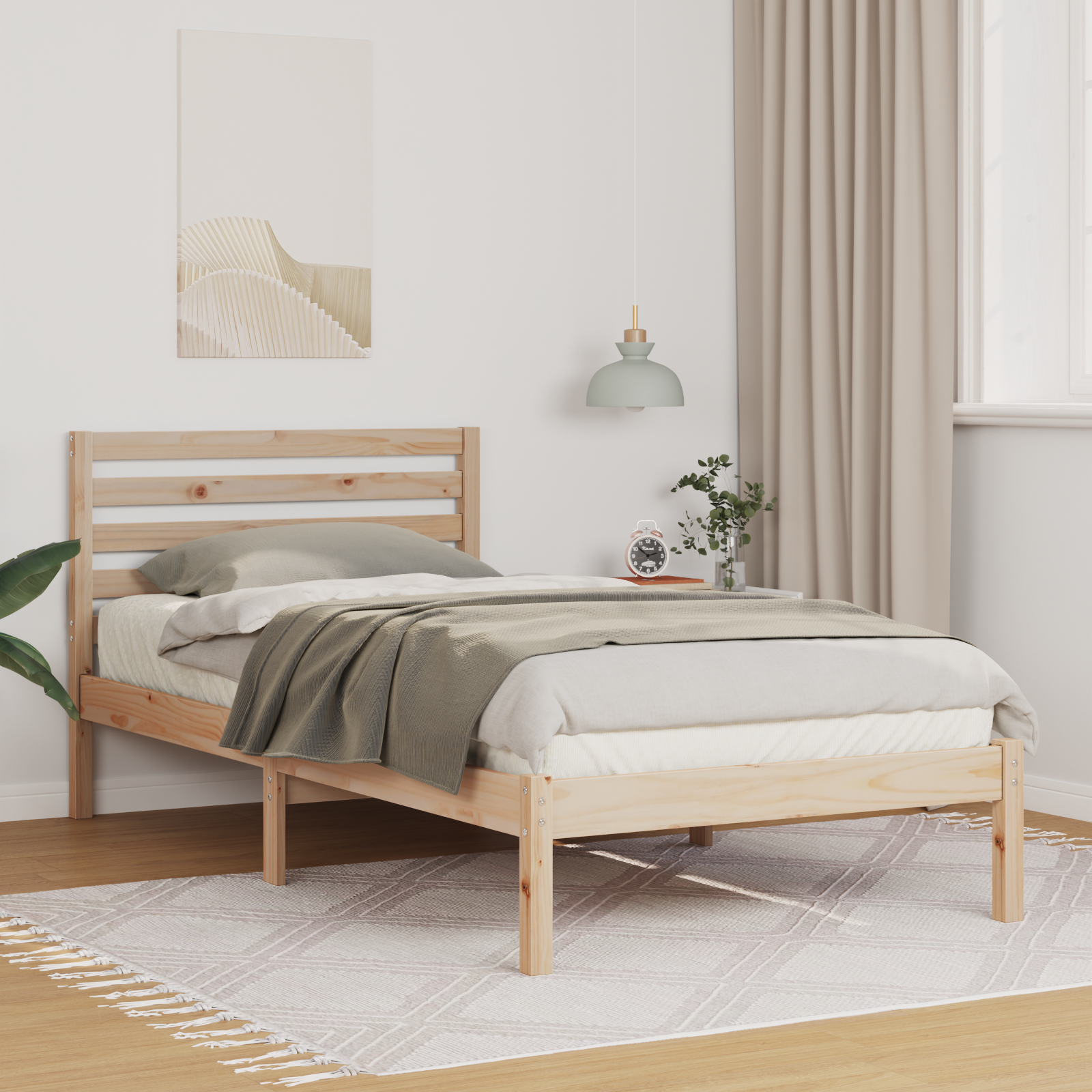 Sängram med huvudgavel Brun 100 x 200 cm Massiv furu