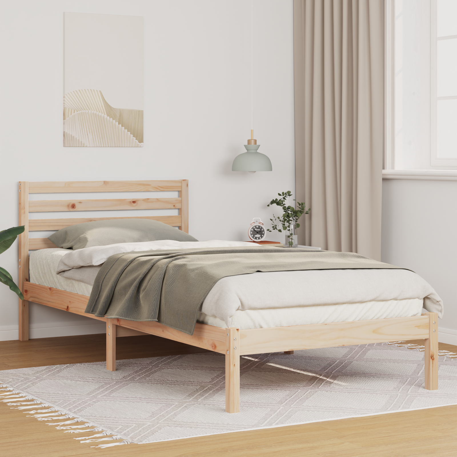 Sängram med huvudgavel Brun 100 x 220 cm Massiv furu