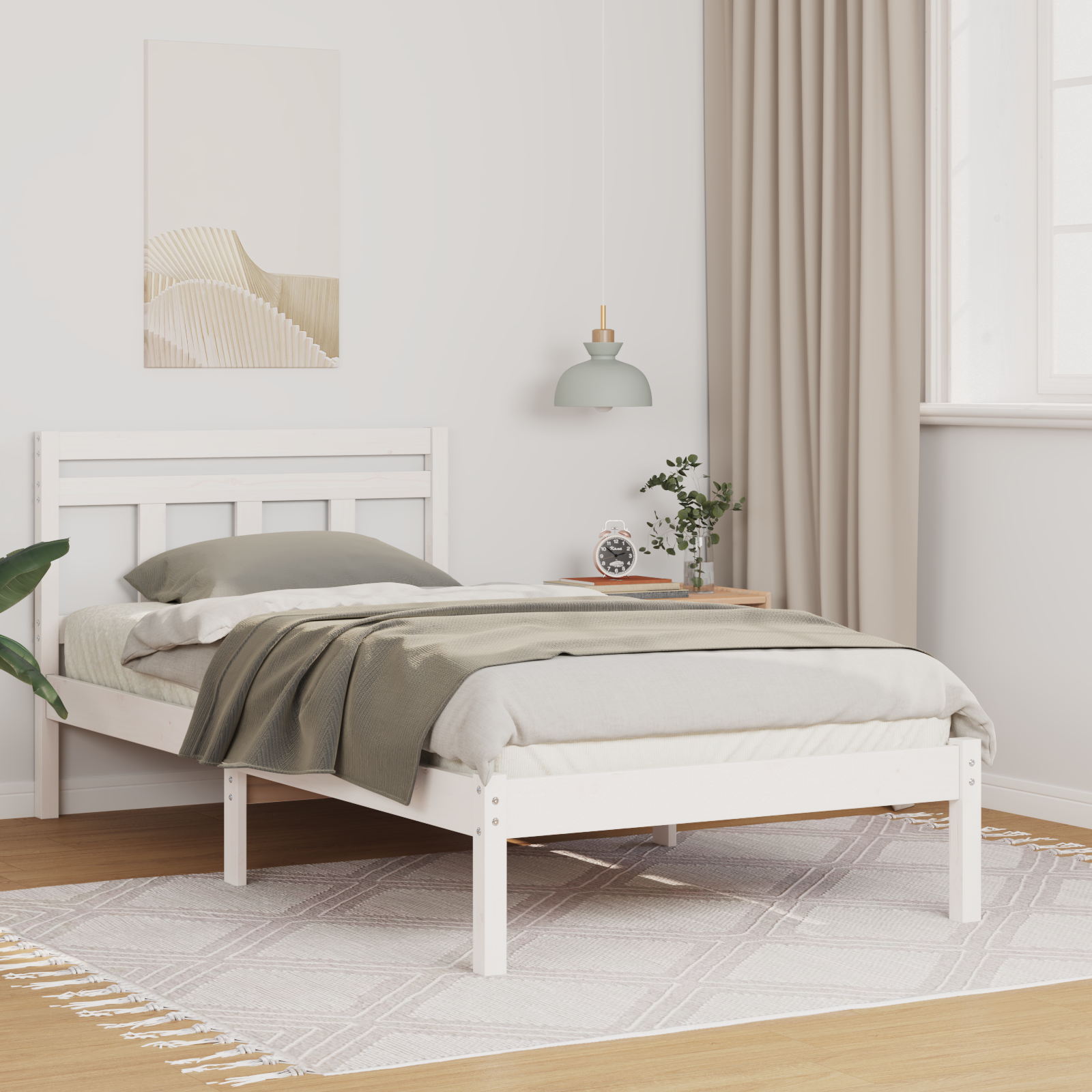 Sängram Vit 90 x 200 cm Massiv furu