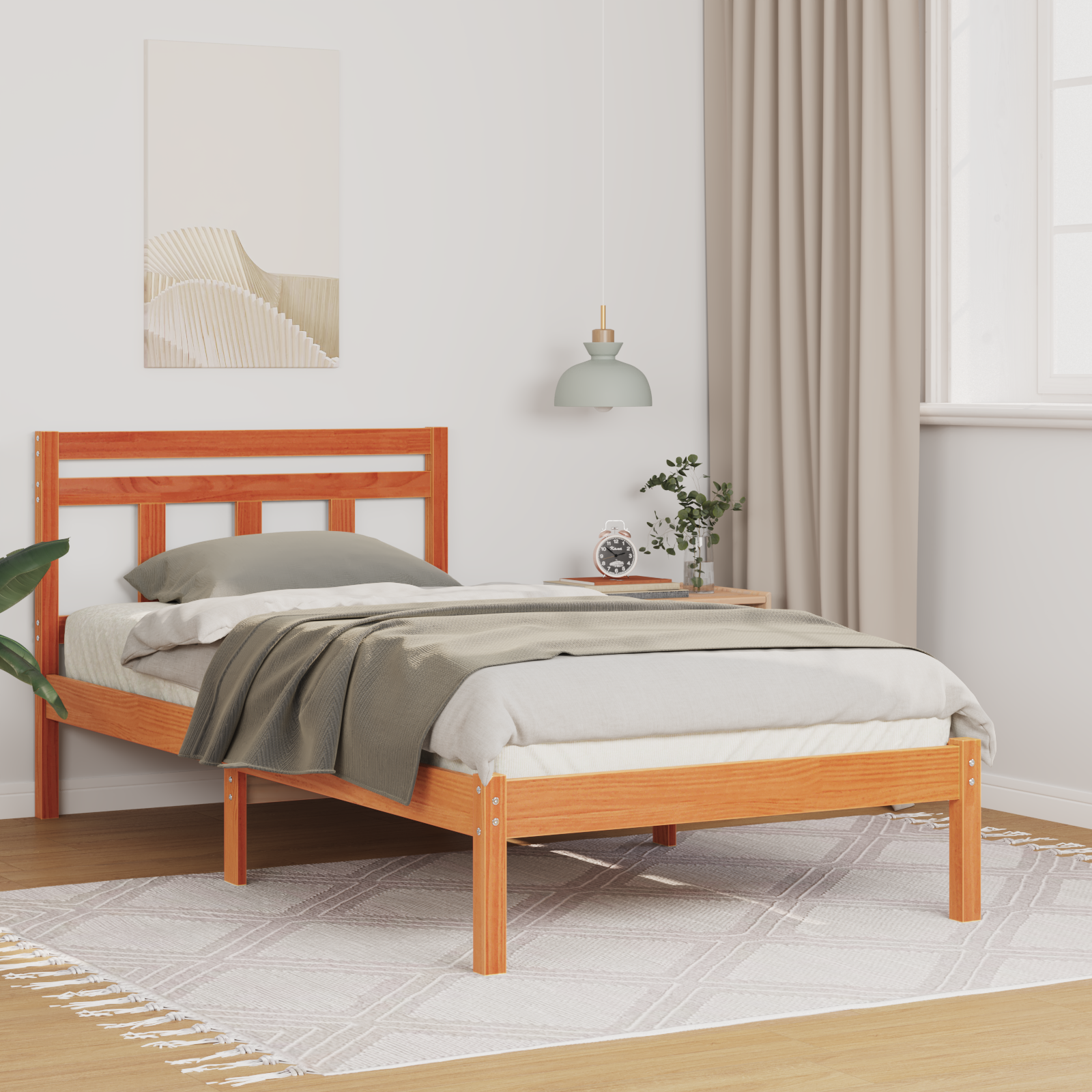 Sängram Brun 75 x 190 cm Massiv furu