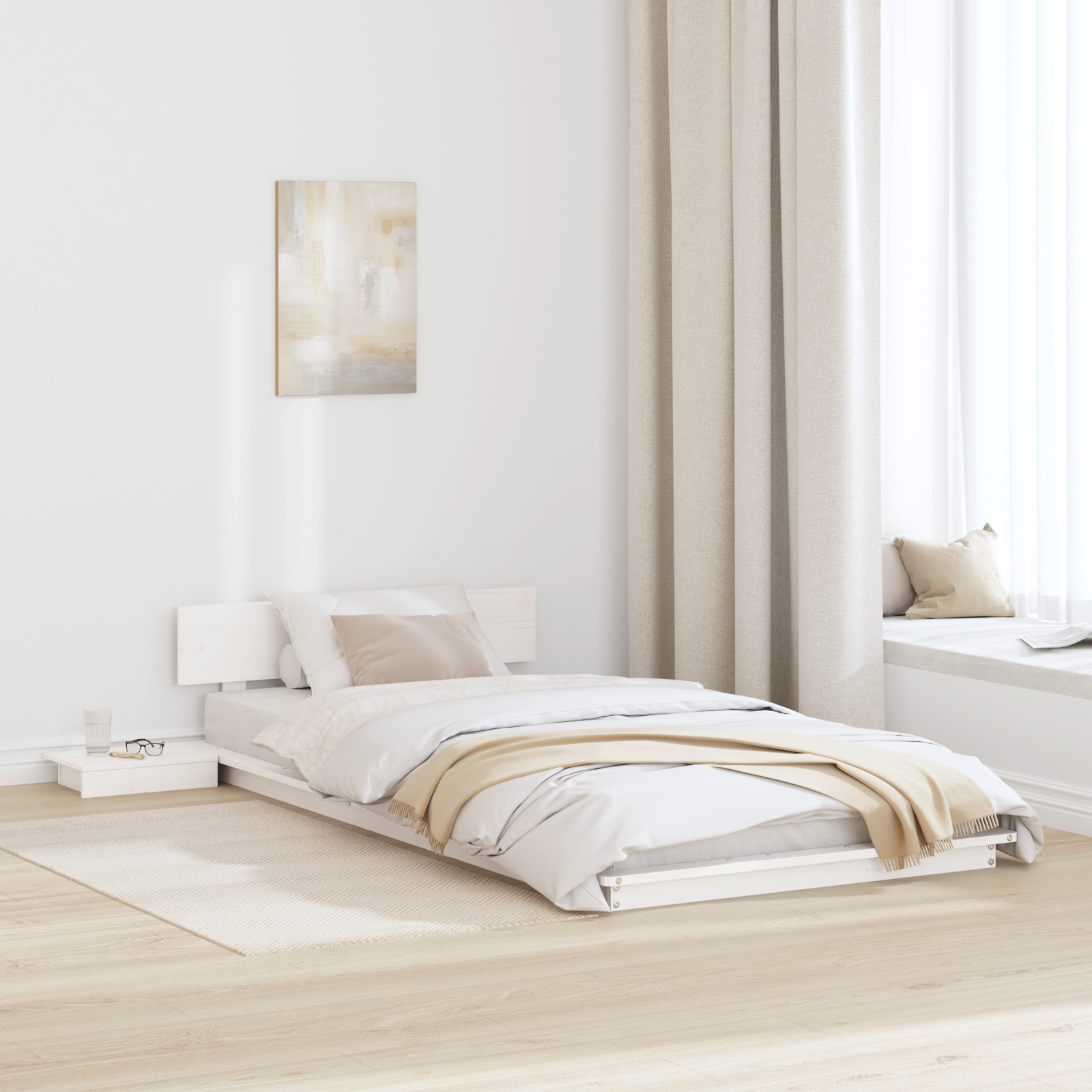 Sängram Vit 90 x 190 cm trä