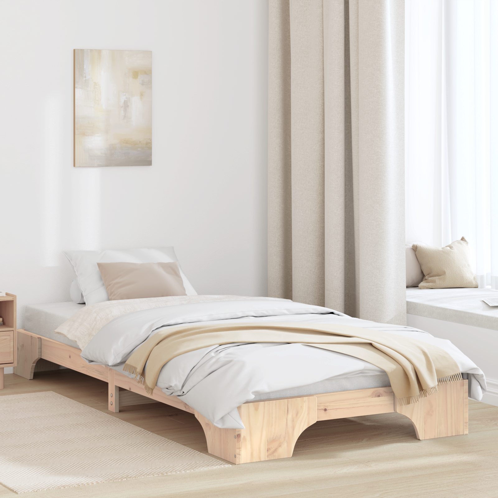 Sängram Naturfärg 80 x 200 cm Massiv furu