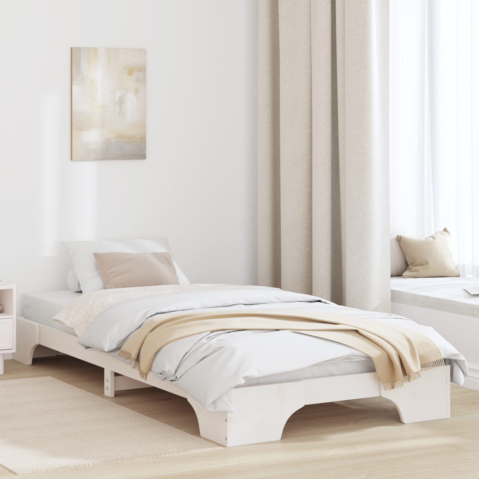 Sängram Vit 90 x 190 cm Massiv furu