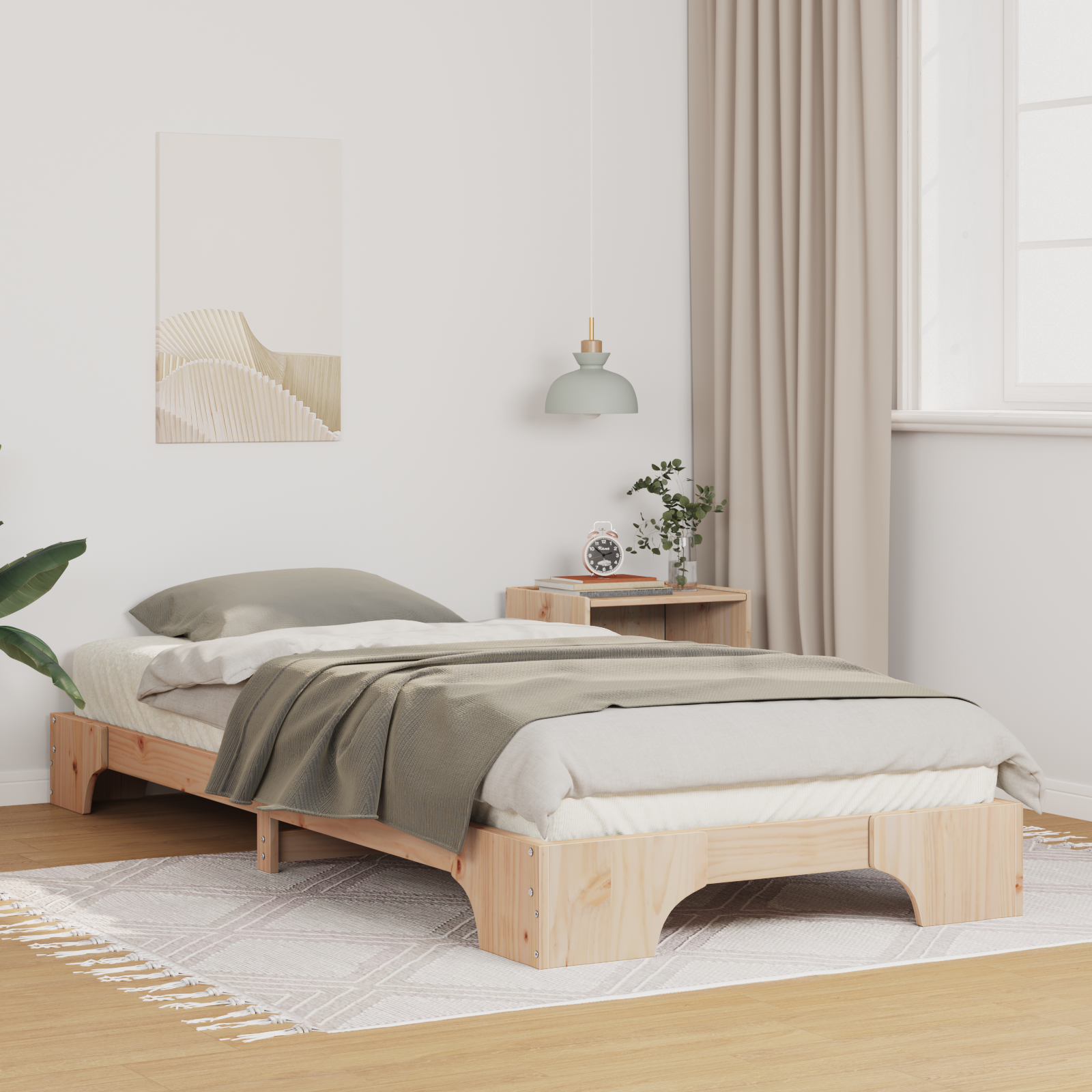 Sängram Brun 80 x 210 cm Massiv furu