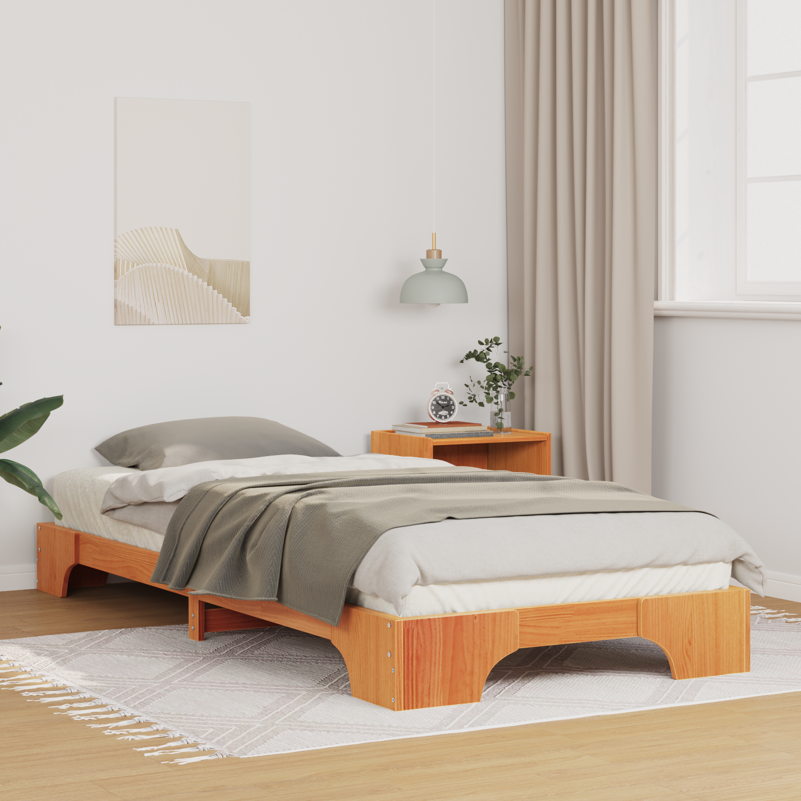 Sängram Brun 100 x 210 cm Massiv furu