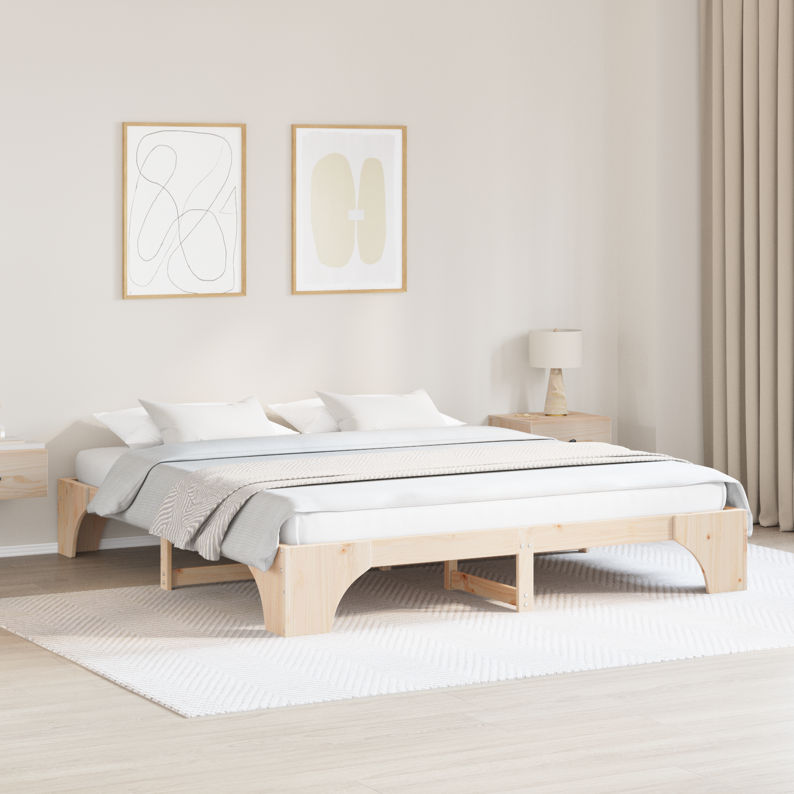Sängram Naturfärg 180 x 200 cm Massiv furu