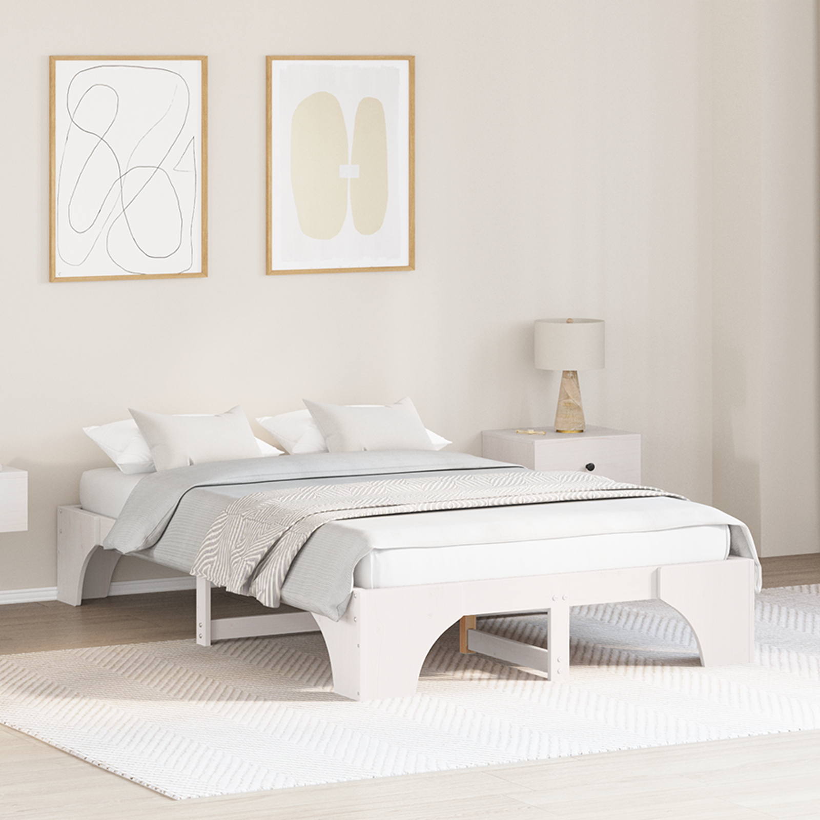 Sängram Vit 120 x 190 cm Massiv furu