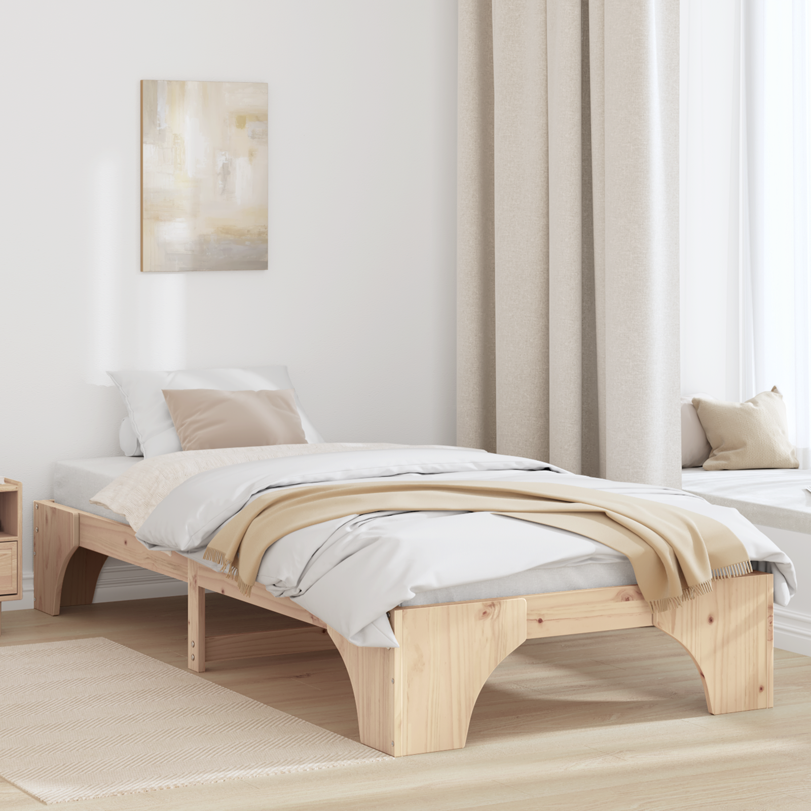 Sängram Naturfärg 75 x 190 cm Massiv furu