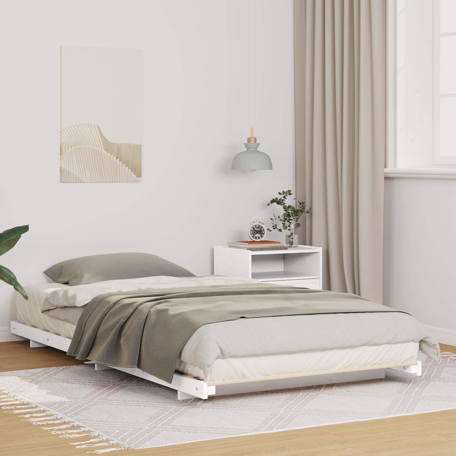 Sängram Vit 80 x 220 cm Massiv furu