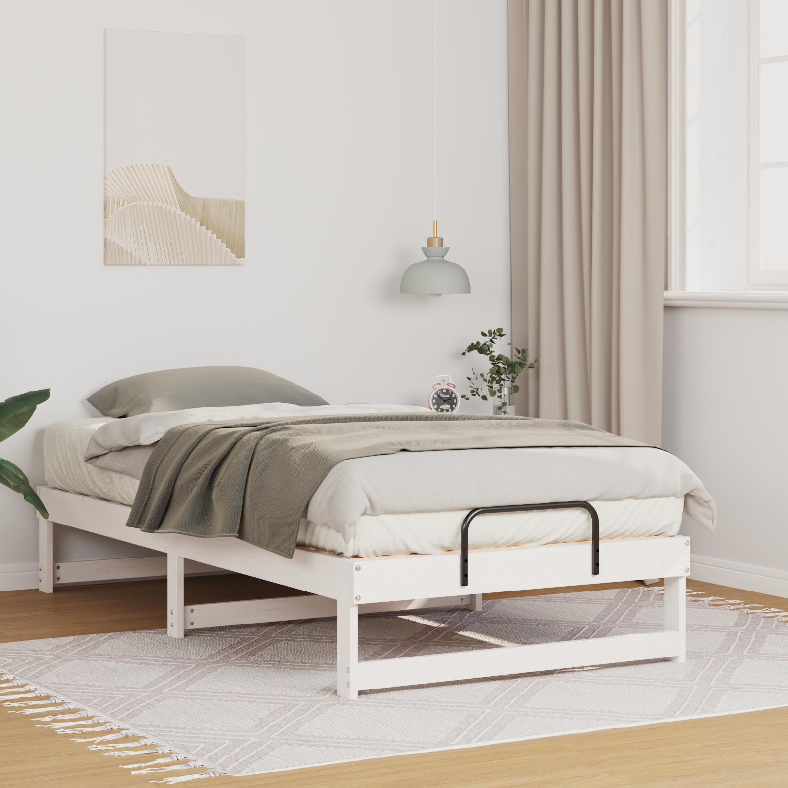 Sängram Vit 90 x 190 cm Massiv furu
