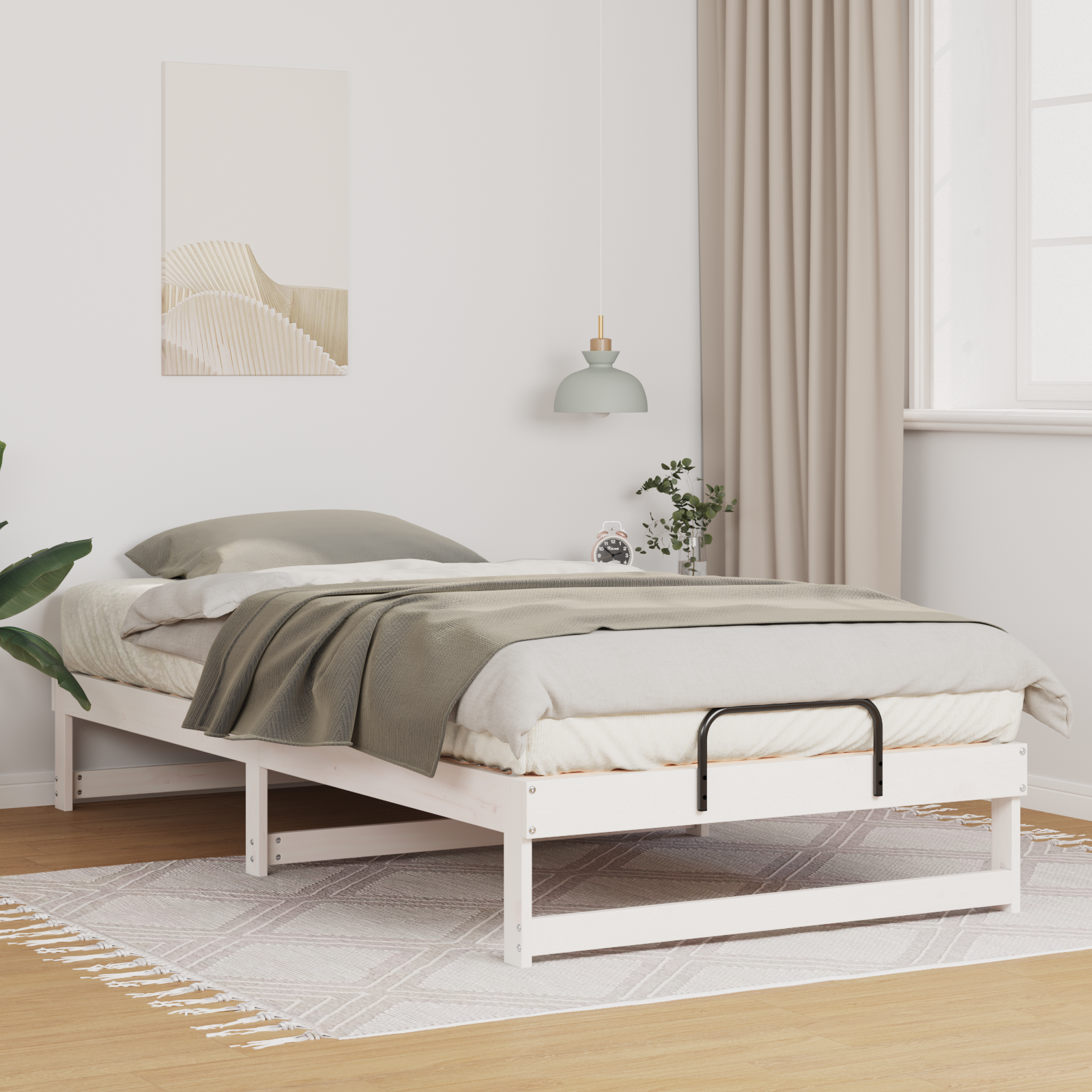 Sängram Vit 100 x 210 cm Massiv furu