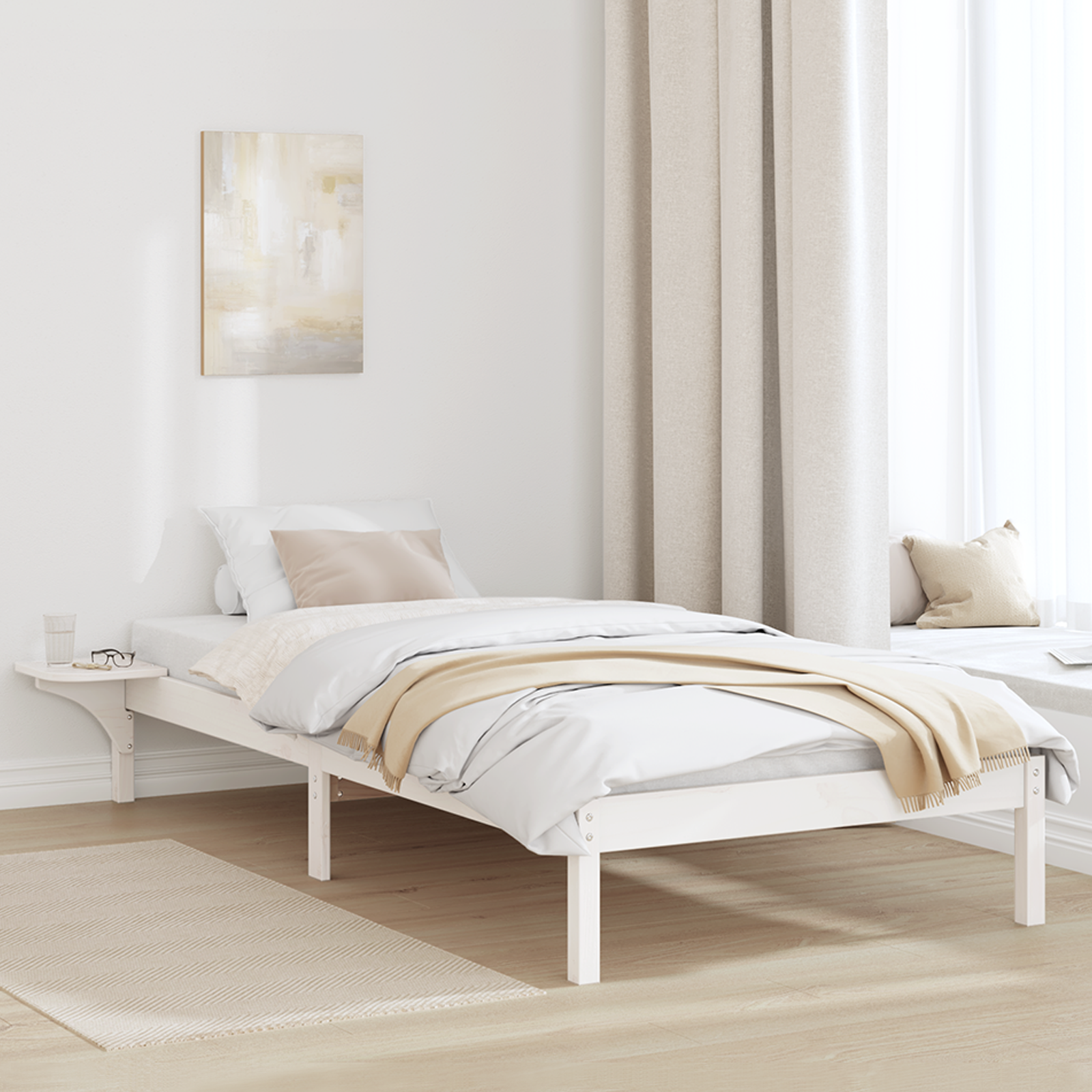 Sängram Vit 100 x 200 cm Massiv furu
