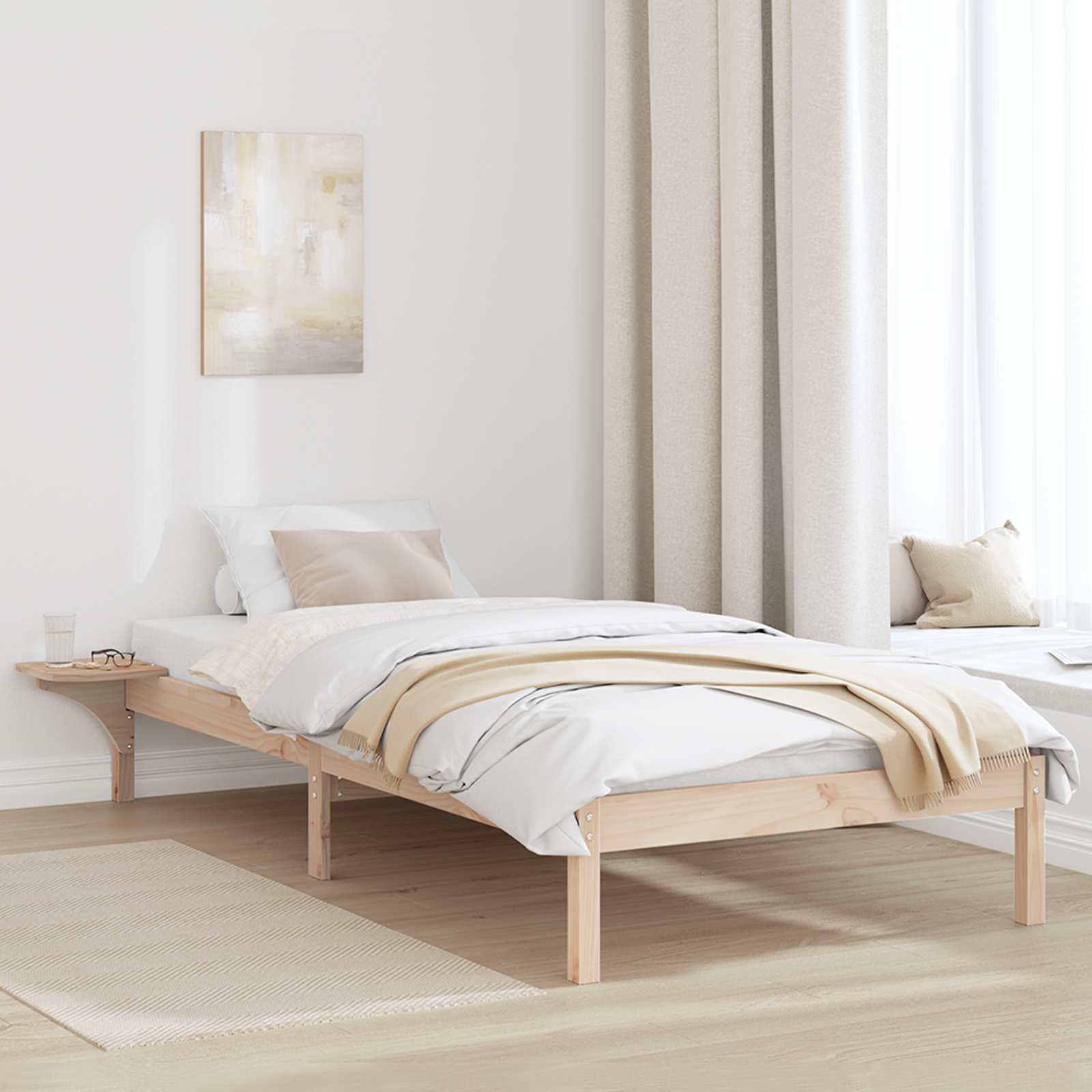 Sängram Naturfärg 90 x 200 cm Massiv furu