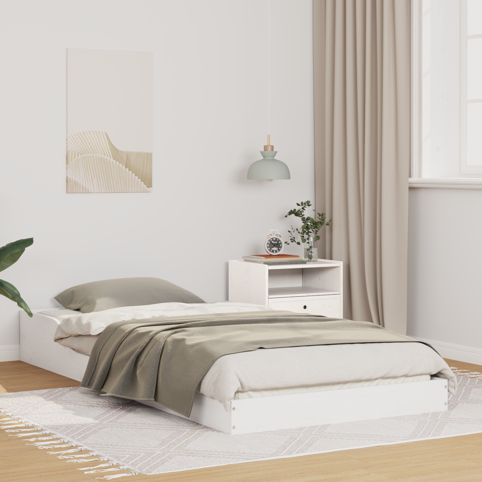 Sängram Vit 90 x 200 cm Massiv furu