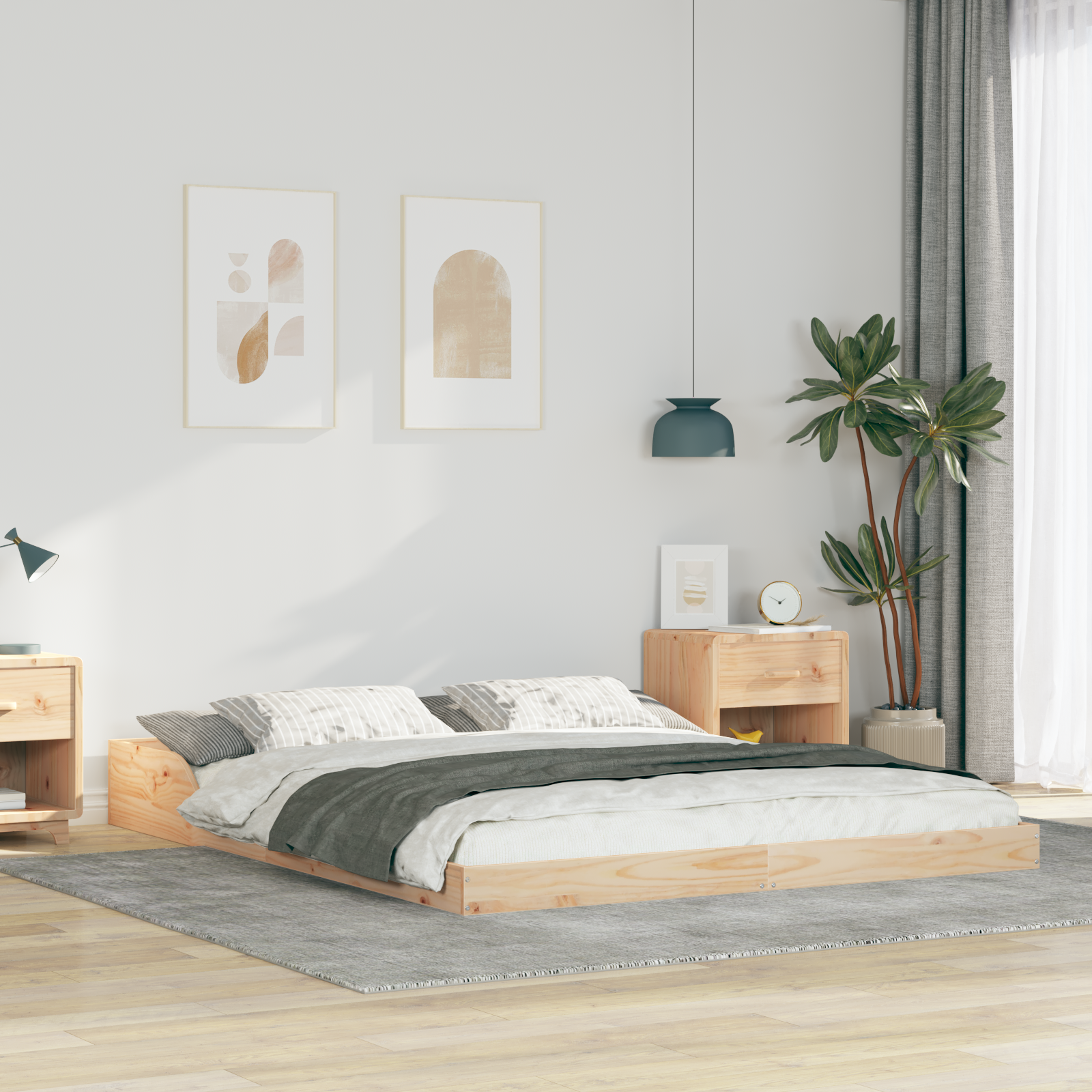 Sängram Brun 160 x 210 cm Massiv furu