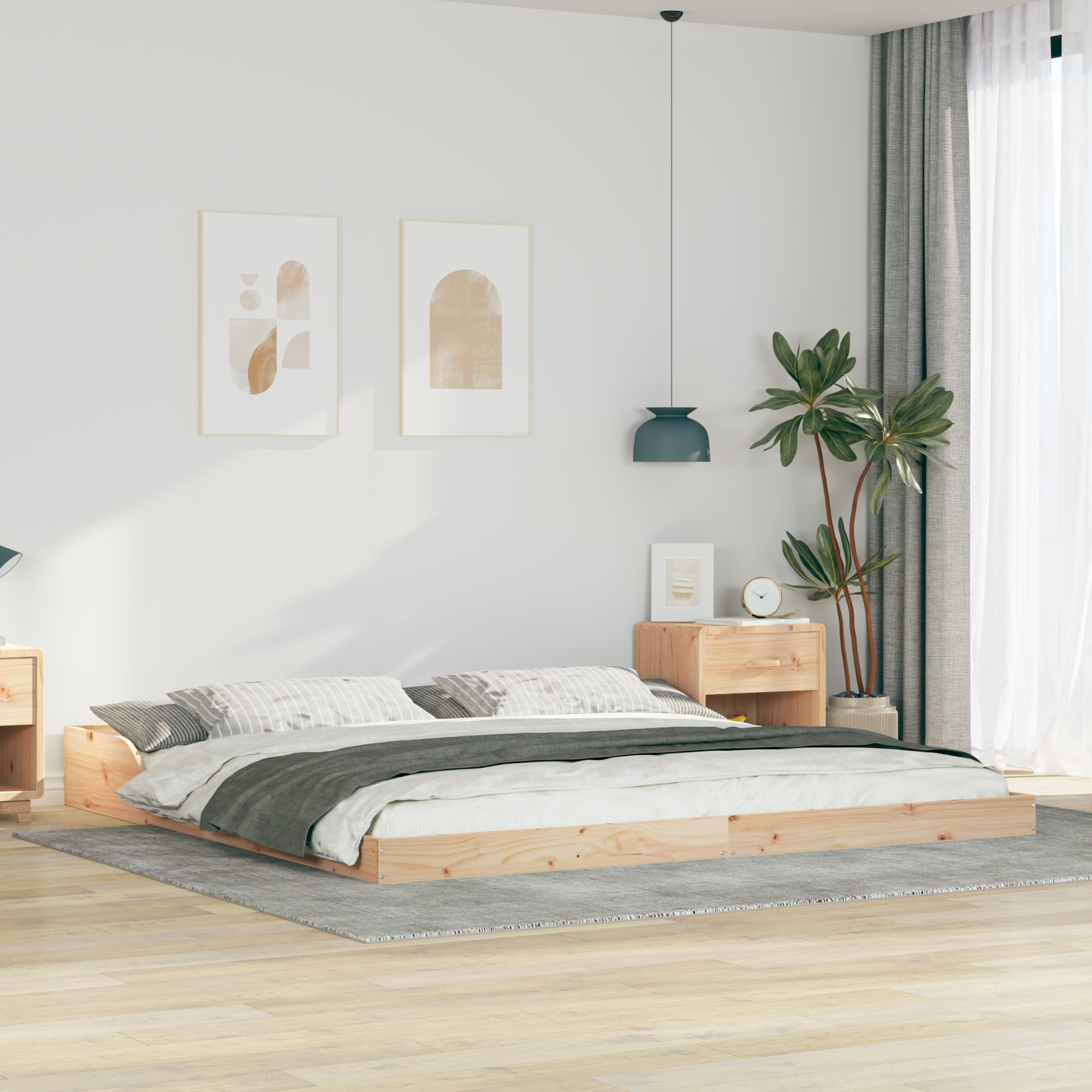 Sängram Brun 180 x 210 cm Massiv furu