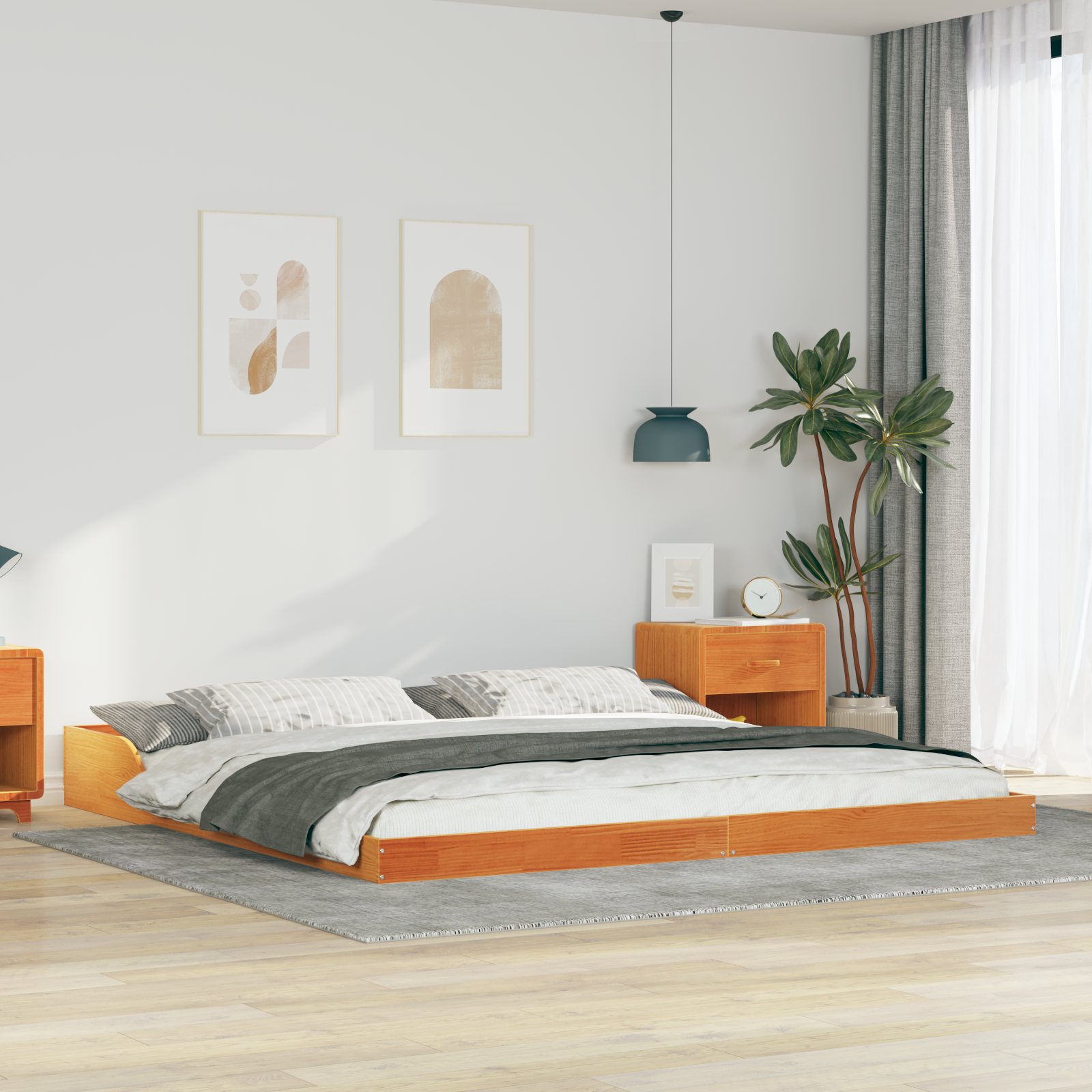 Sängram Vaxbrun 200 x 210 cm Massiv furu