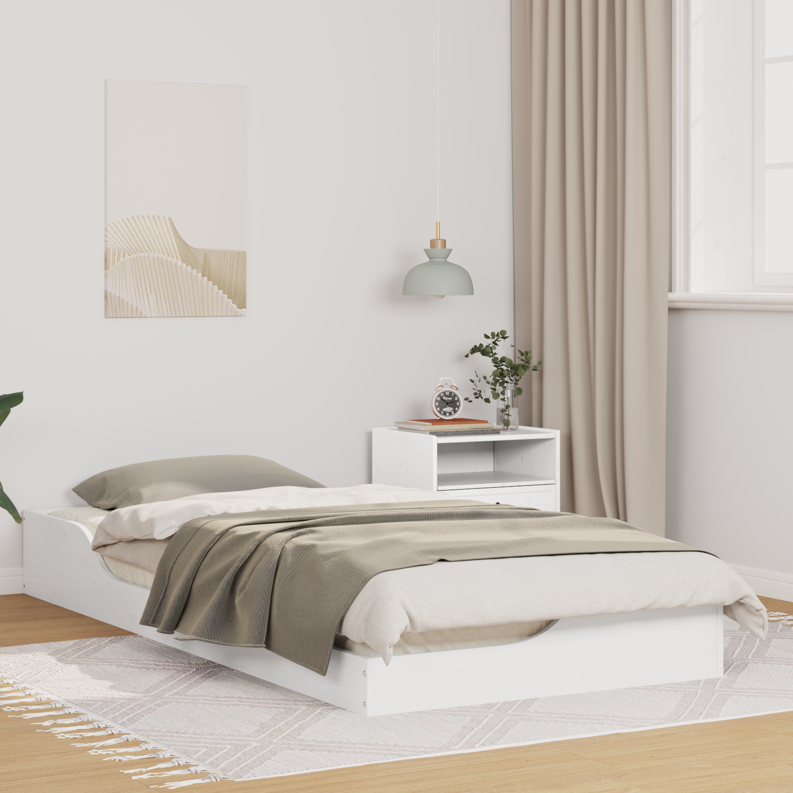 Sängram Vit 80 x 200 cm Massiv furu
