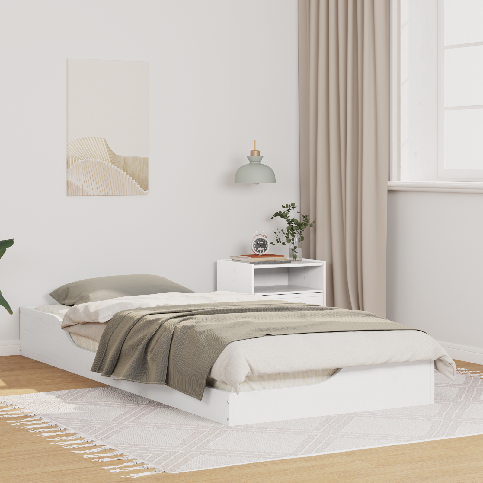 Sängram Vit 80 x 210 cm Massiv furu