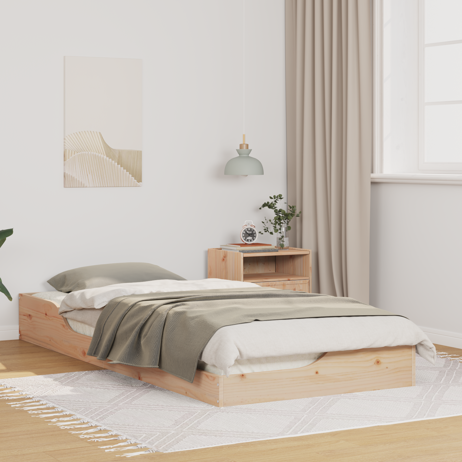 Sängram Brun 100 x 210 cm Massiv furu