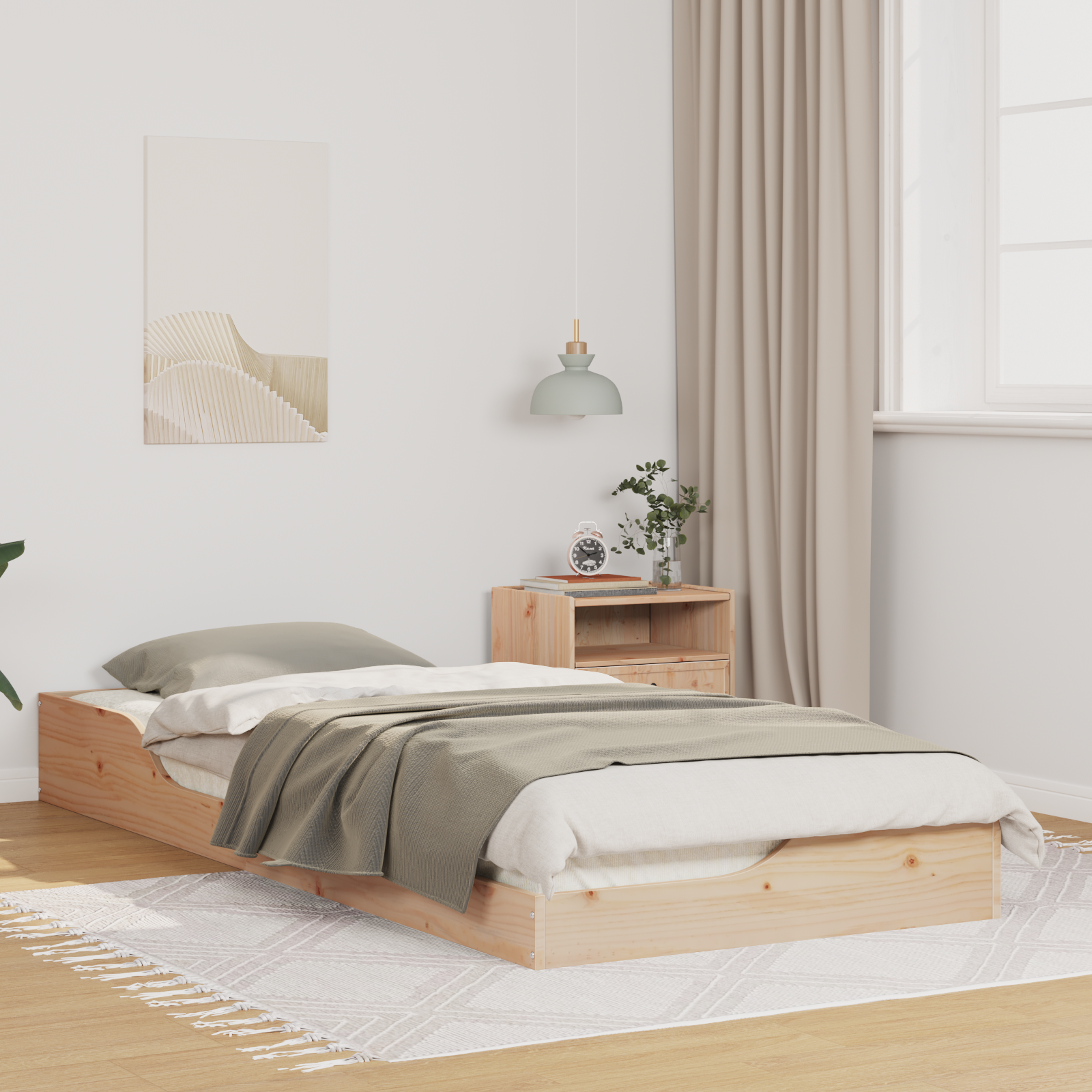 Sängram Brun 90 x 220 cm Massiv furu