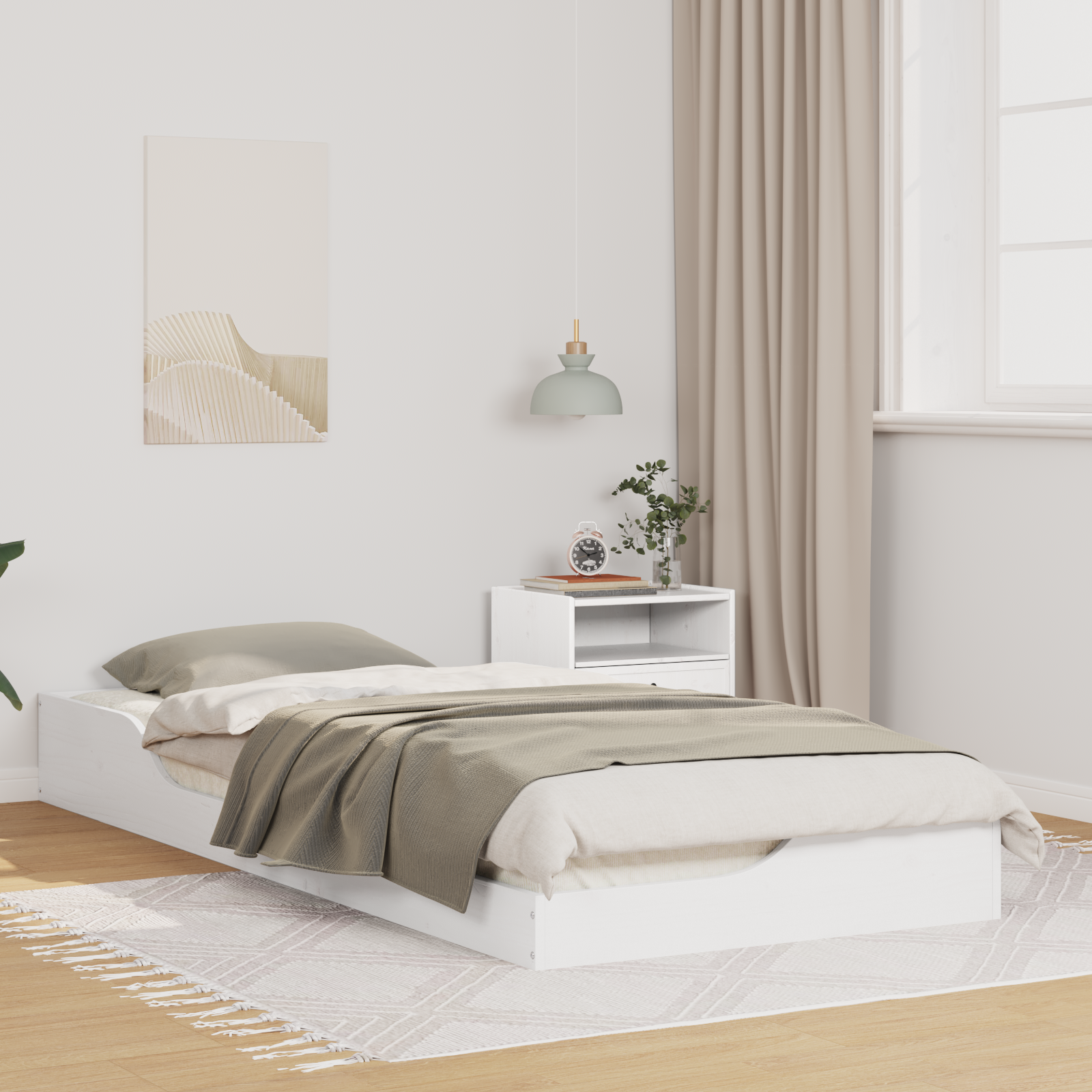 Sängram Vit 100 x 220 cm Massiv furu