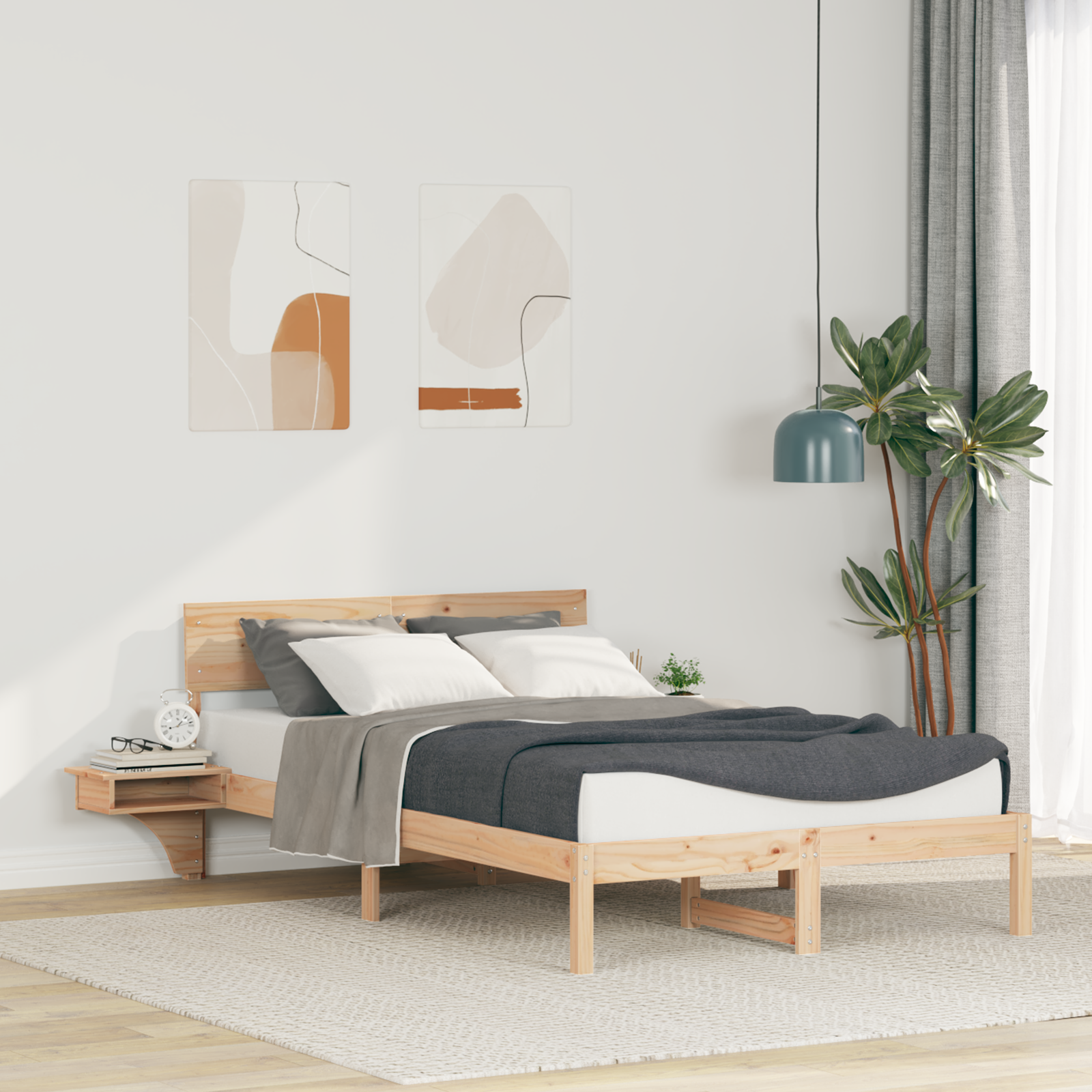 Sängram med huvudgavel Brun 120 x 200 cm Massiv furu