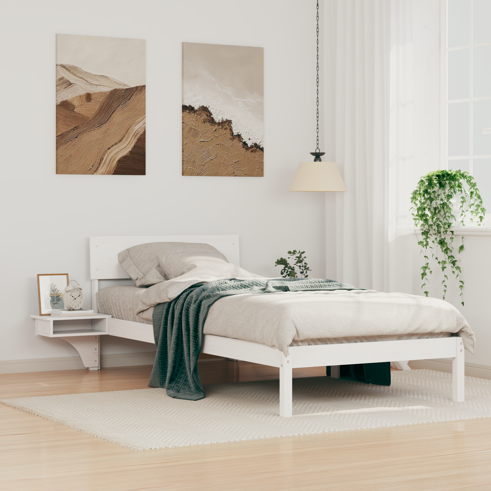 Sängram med huvudgavel Vit 80 x 200 cm Massiv furu