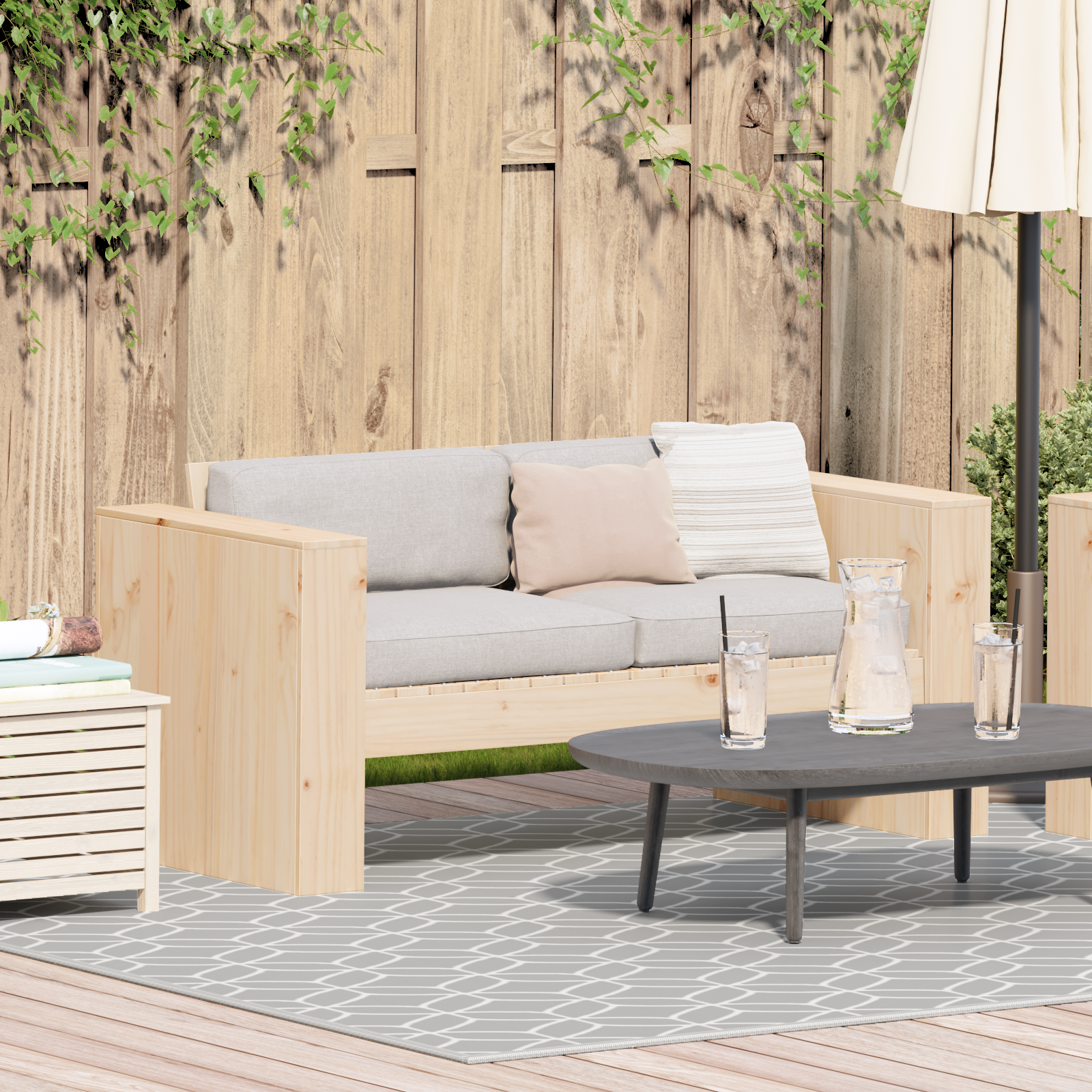 Trädgårdsoffa Naturfärg 134 x 60 x 62 cm Massiv furu