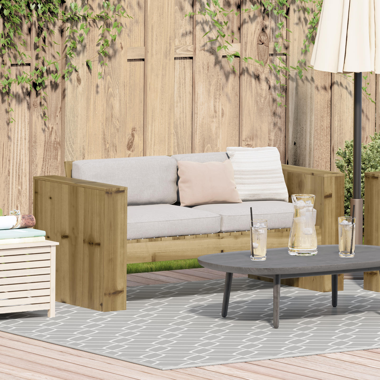 Trädgårdsoffa Grön 134 x 60 x 62 cm Massiv furu