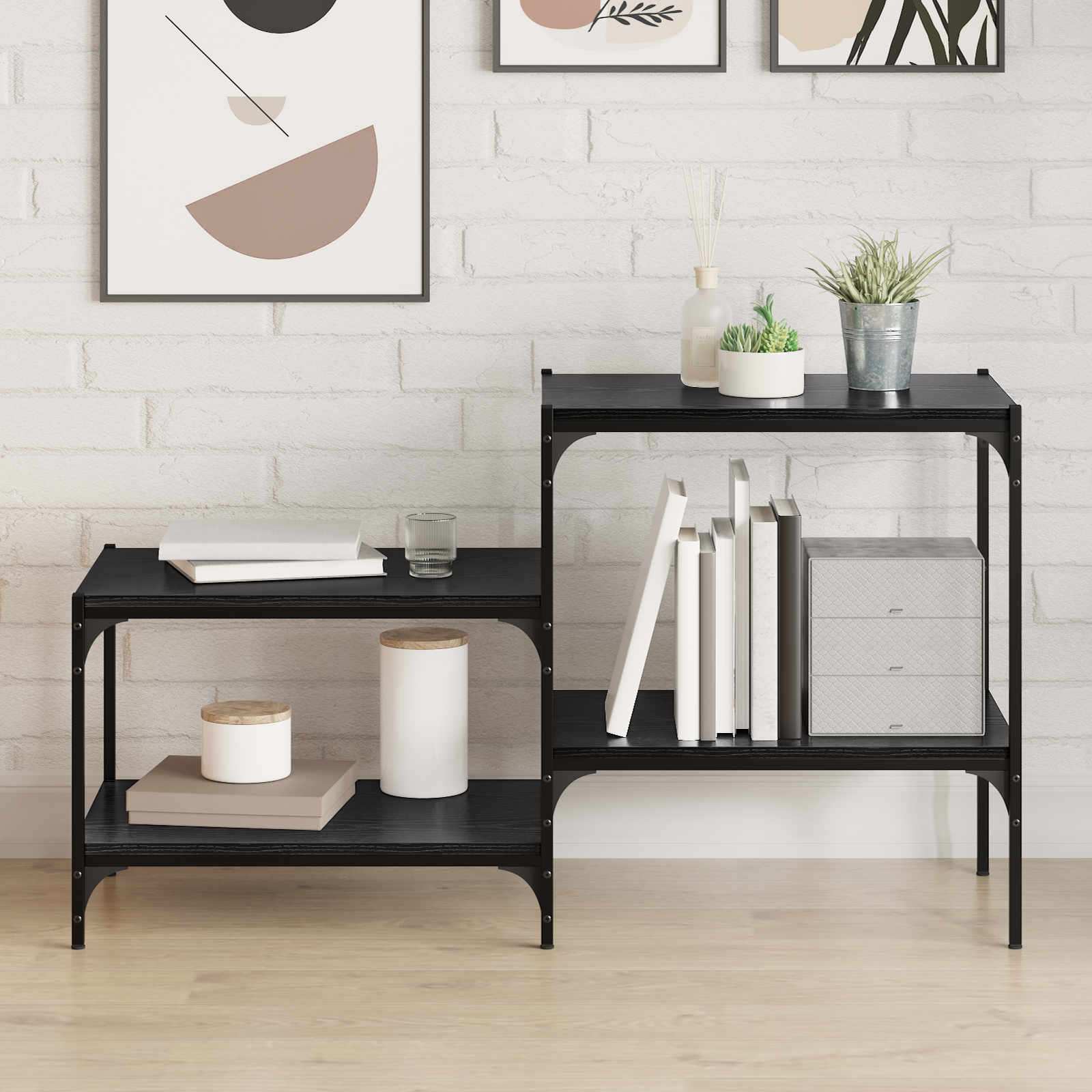 Bokhylla Bräda 4 pcs Svart 60 x 40 x 1,5 cm Konstruerat trä