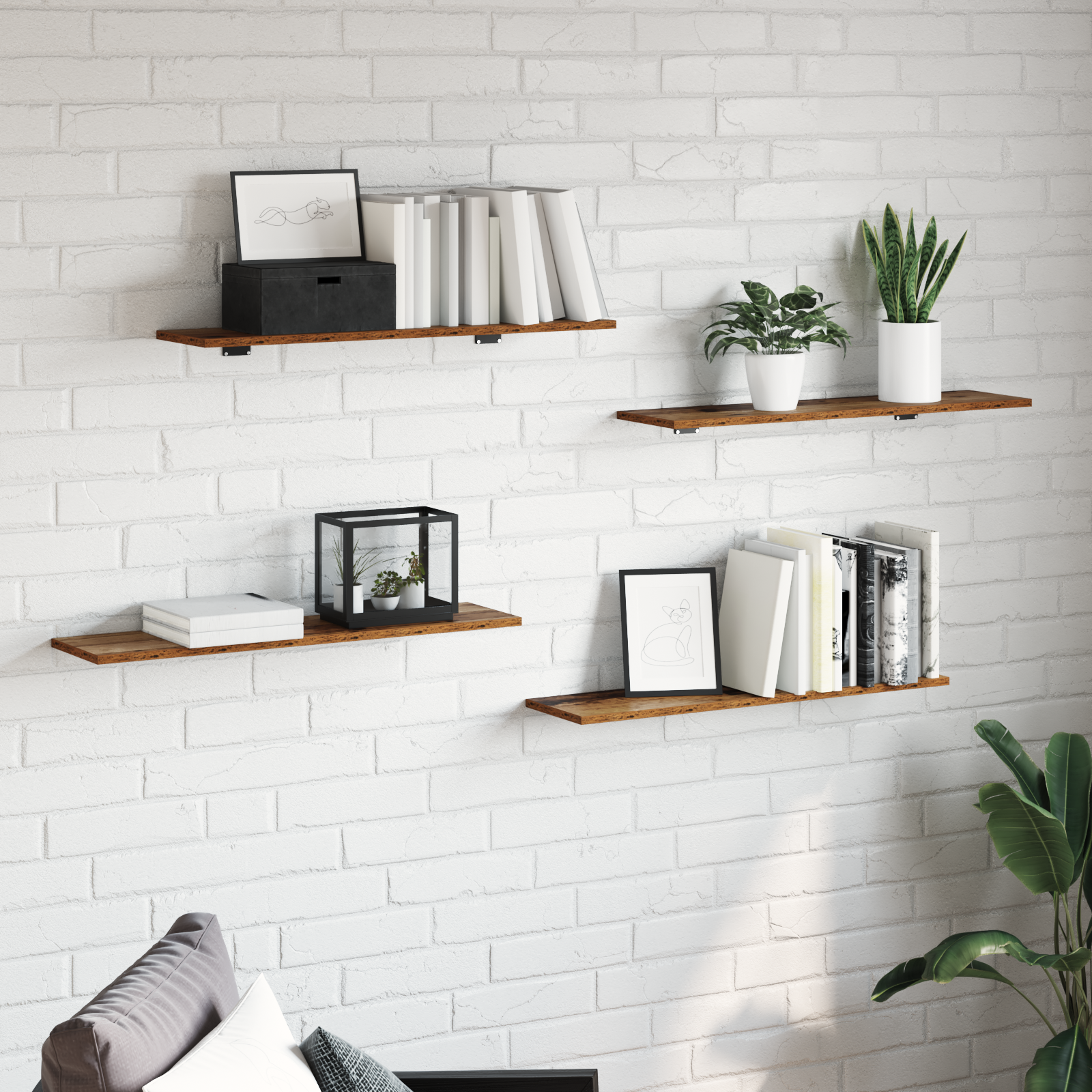 Bokhylla Bräda 4 pcs Brun 80 x 20 x 1,5 cm Konstruerat trä