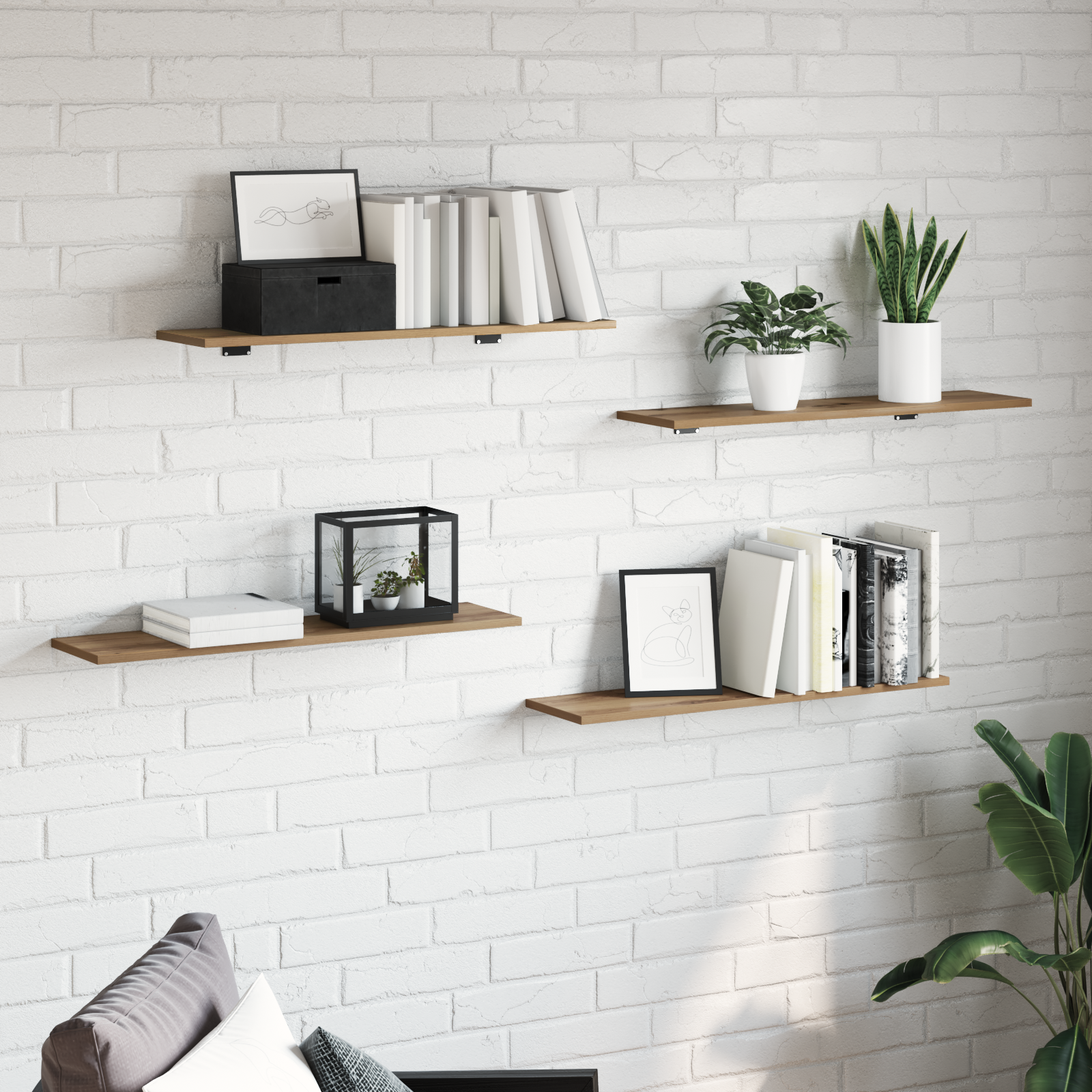 Bokhylla Bräda 3 nivåer 4 pcs 80 x 20 x 1,5 cm Konstruerat trä