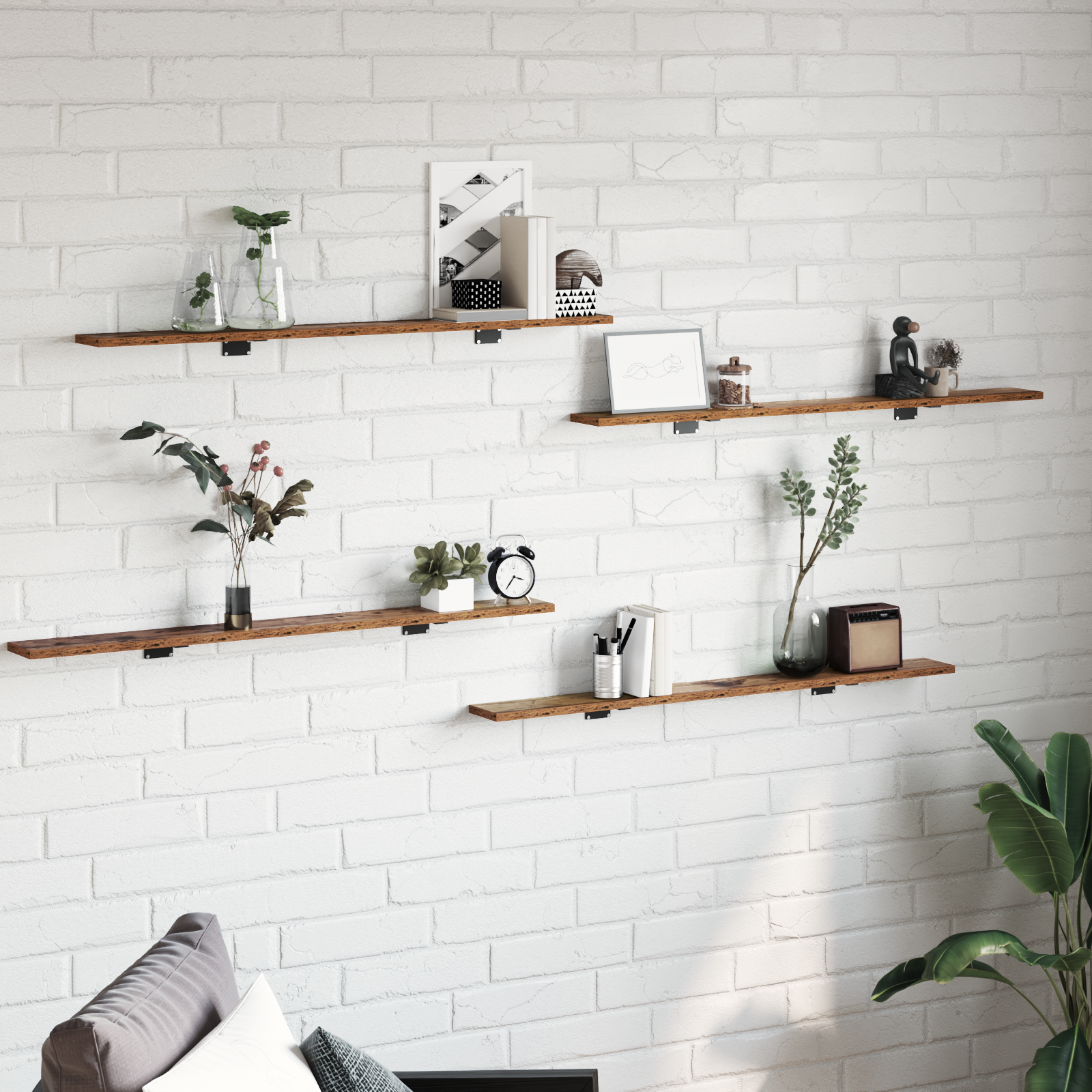 Bokhylla Bräda 4 pcs Brun 100 x 10 x 1,5 cm Konstruerat trä