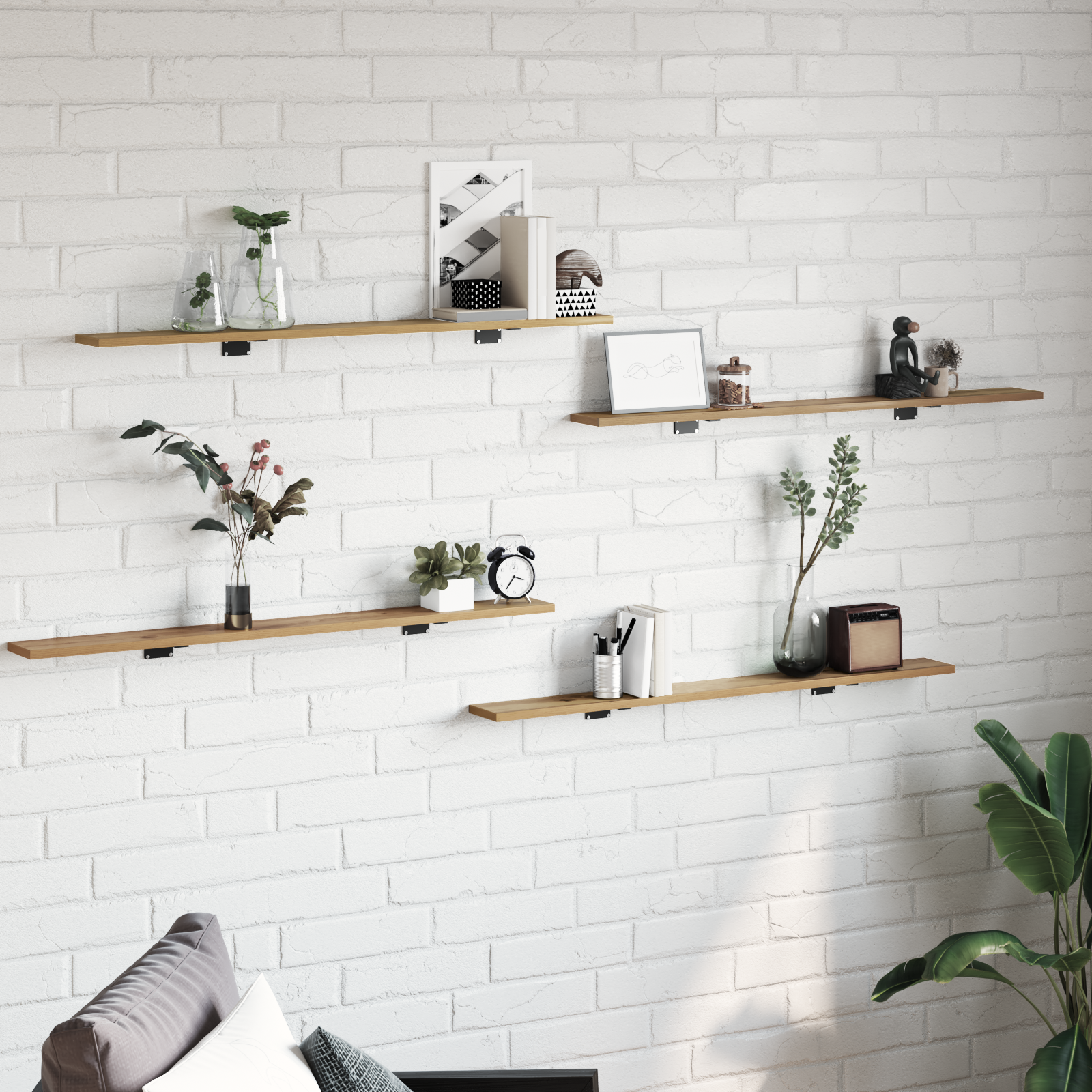 Bokhylla Bräda 3 nivåer 4 pcs 100 x 10 x 1,5 cm Konstruerat trä