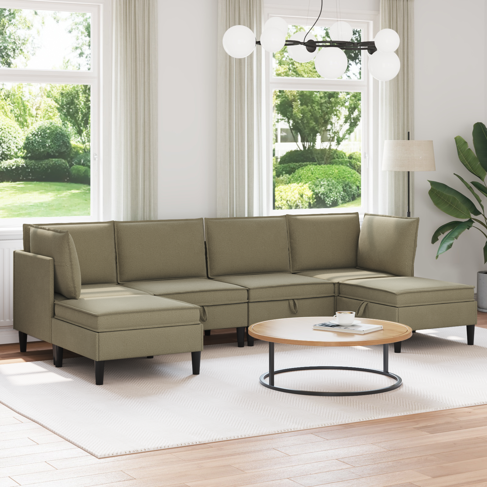 Möbelset för vardagsrummet 6 pcs Kaki Tyg