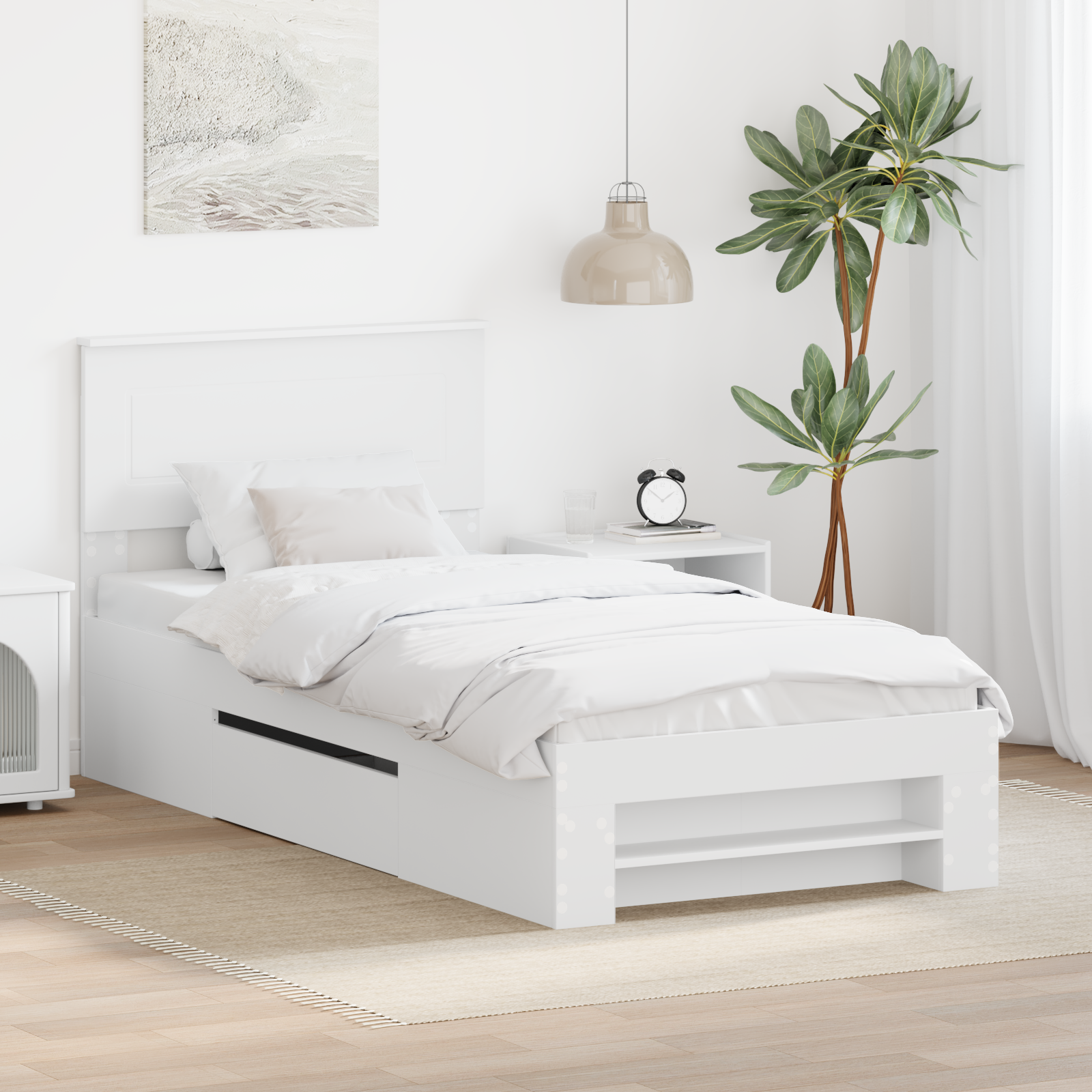 Sängram med huvudgavel Vit 80 x 200 cm Konstruerat trä