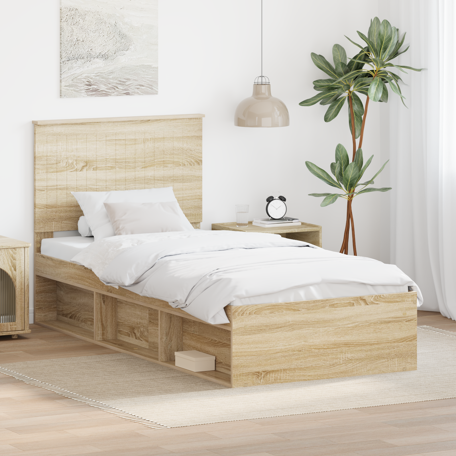 Sängram med huvudgavel Sonoma 90 x 190 cm Massiv furu