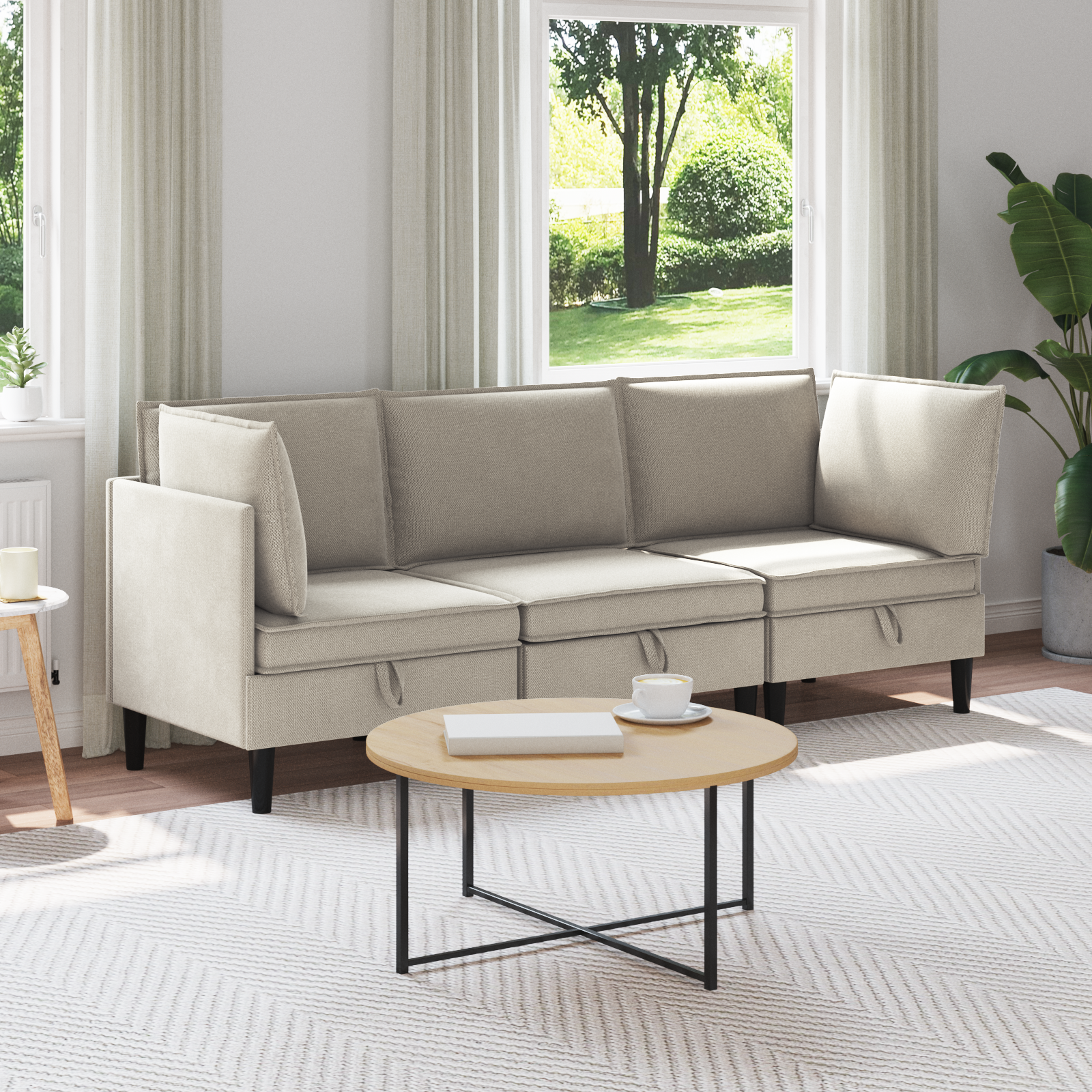 Möbelset för vardagsrummet 3 pcs Havre Tyg