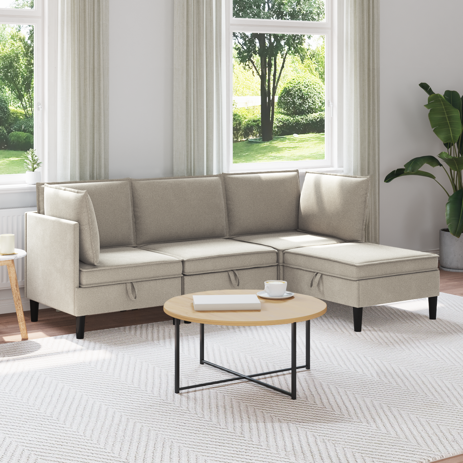 Möbelset för vardagsrummet 4 pcs Havre Tyg