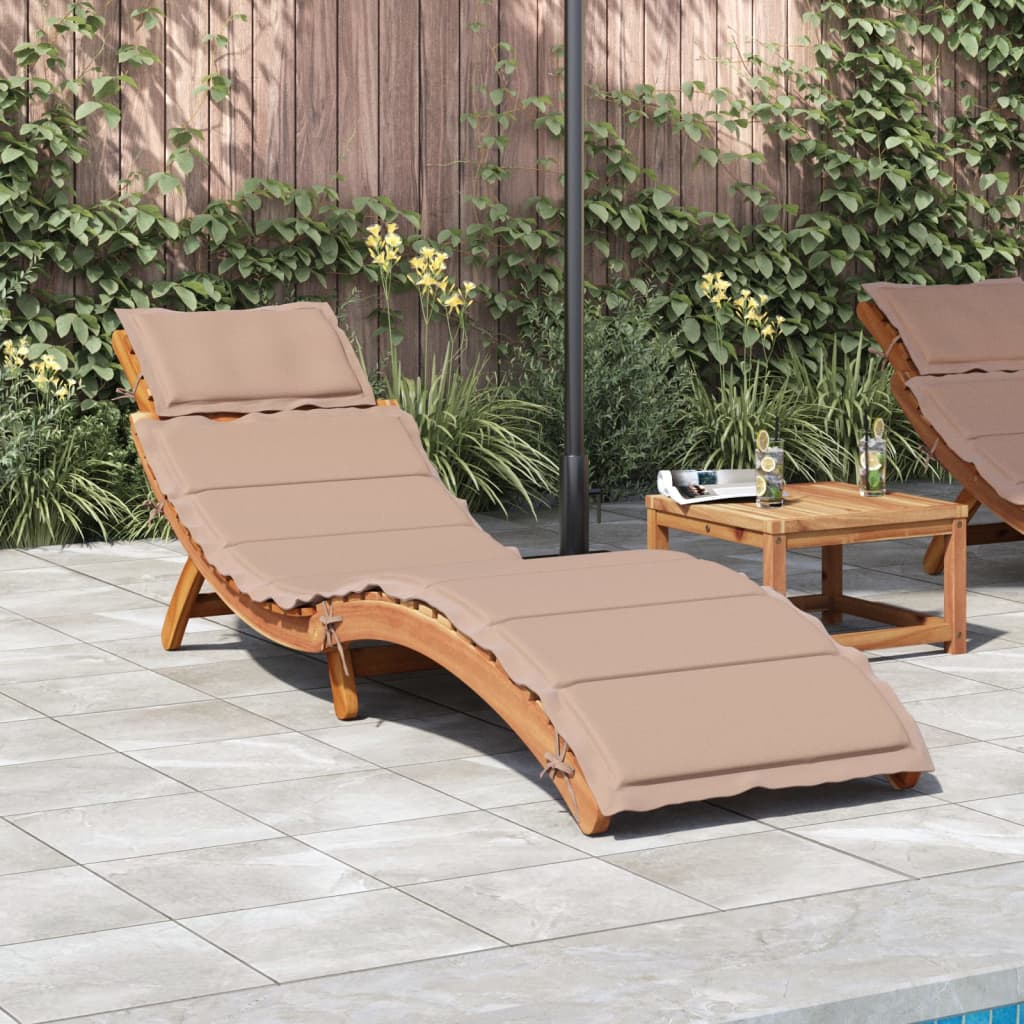 | Solsäng | med kudde taupe 55 x 184 x 64cm Massivt Akaciaträ
