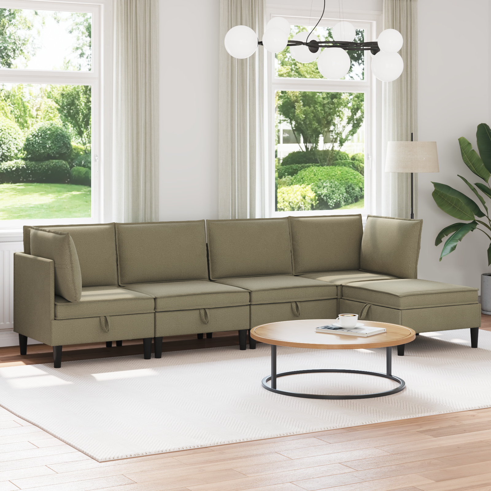 Möbelset för vardagsrummet 5 pcs Kaki Tyg