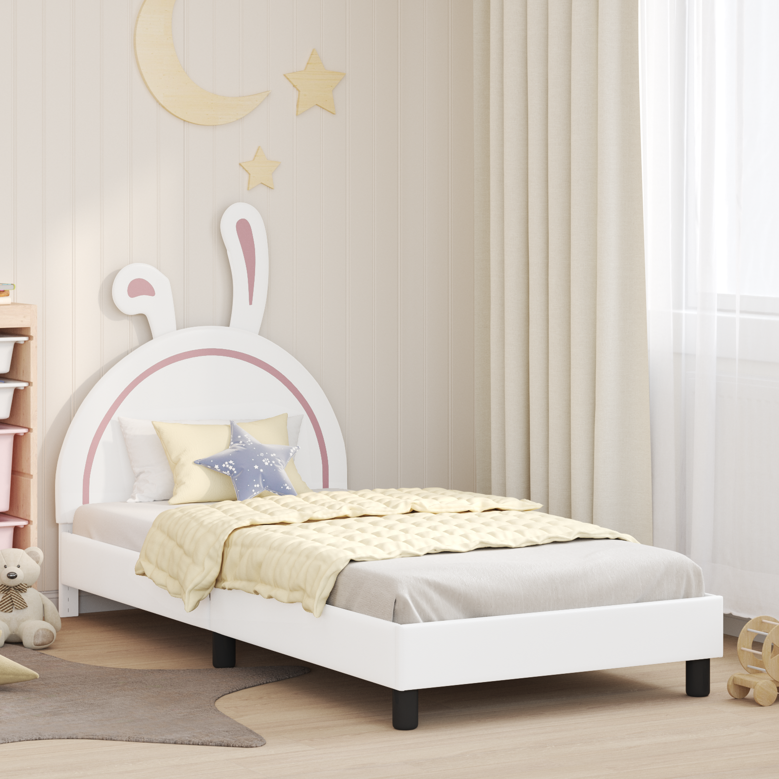 Barnsängram med sänggavel Vit 90 x 200 cm PU