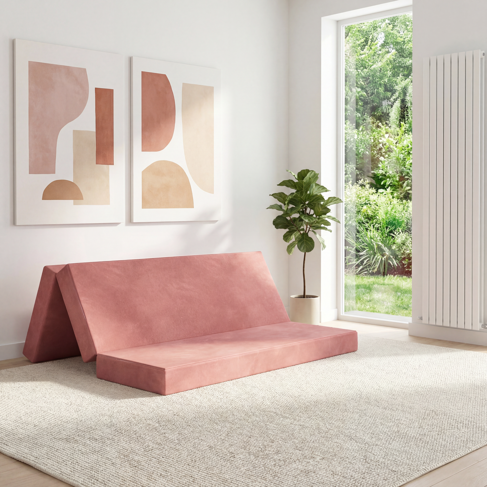 Fällbar Soffbed 200 x 67 x 45 cm Rosa