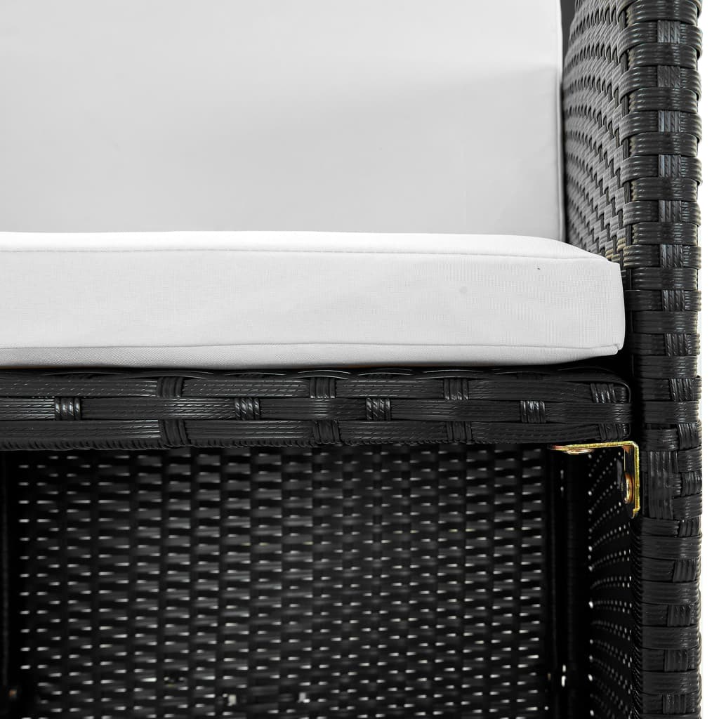 Matgrupp för trädgården med dynor 13 delar konstrotting svart