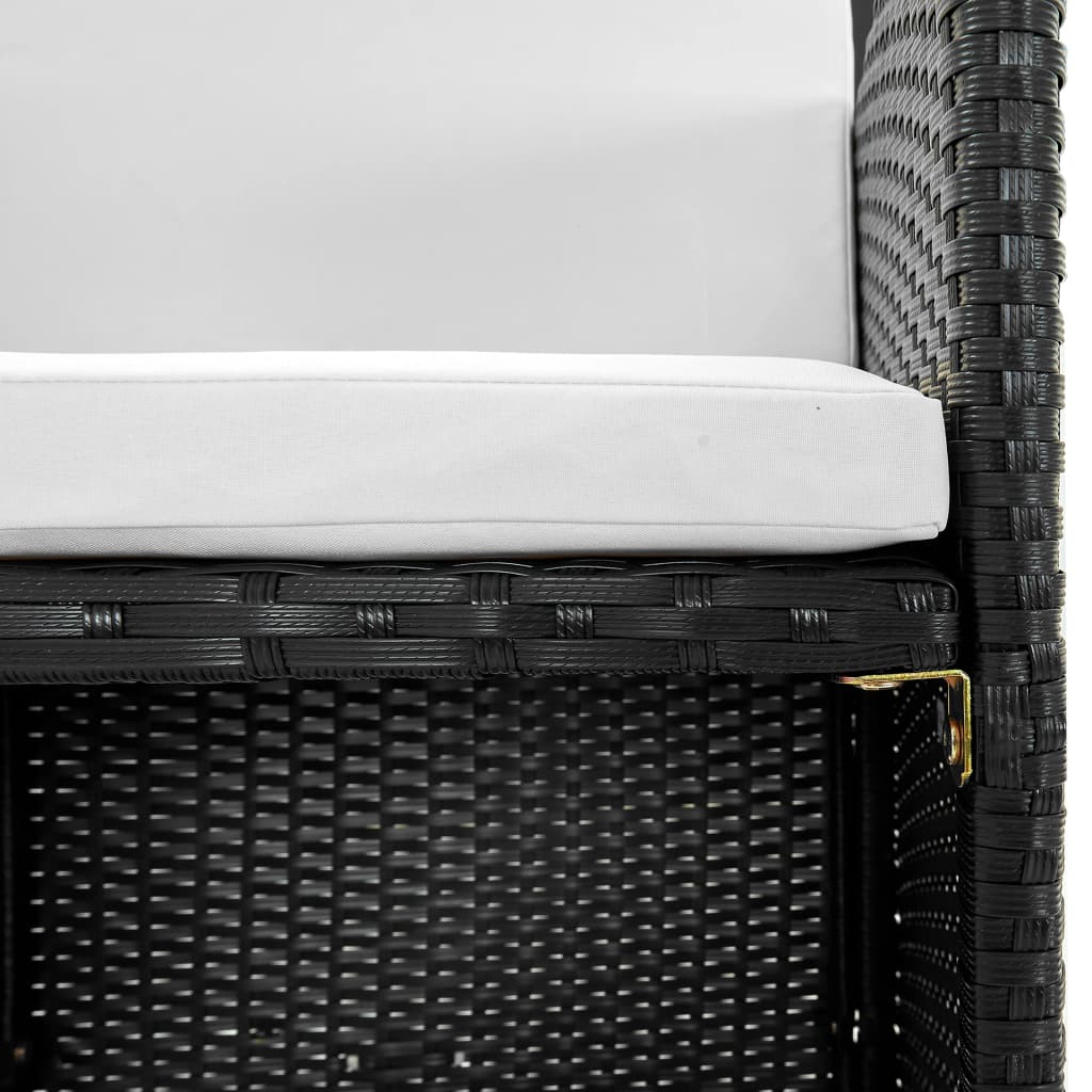 Matgrupp för trädgården med dynor 11 delar konstrotting svart