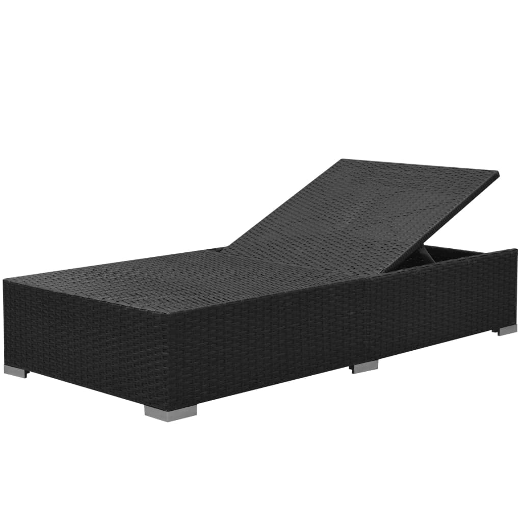 Loungegrupp för trädgården med dynor 3 delar konstrotting svart