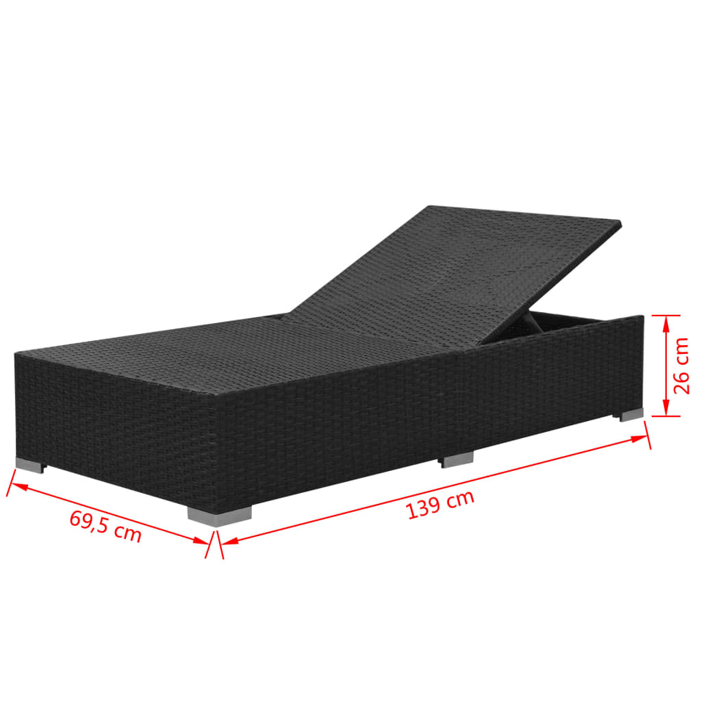 Loungegrupp för trädgården med dynor 3 delar konstrotting svart